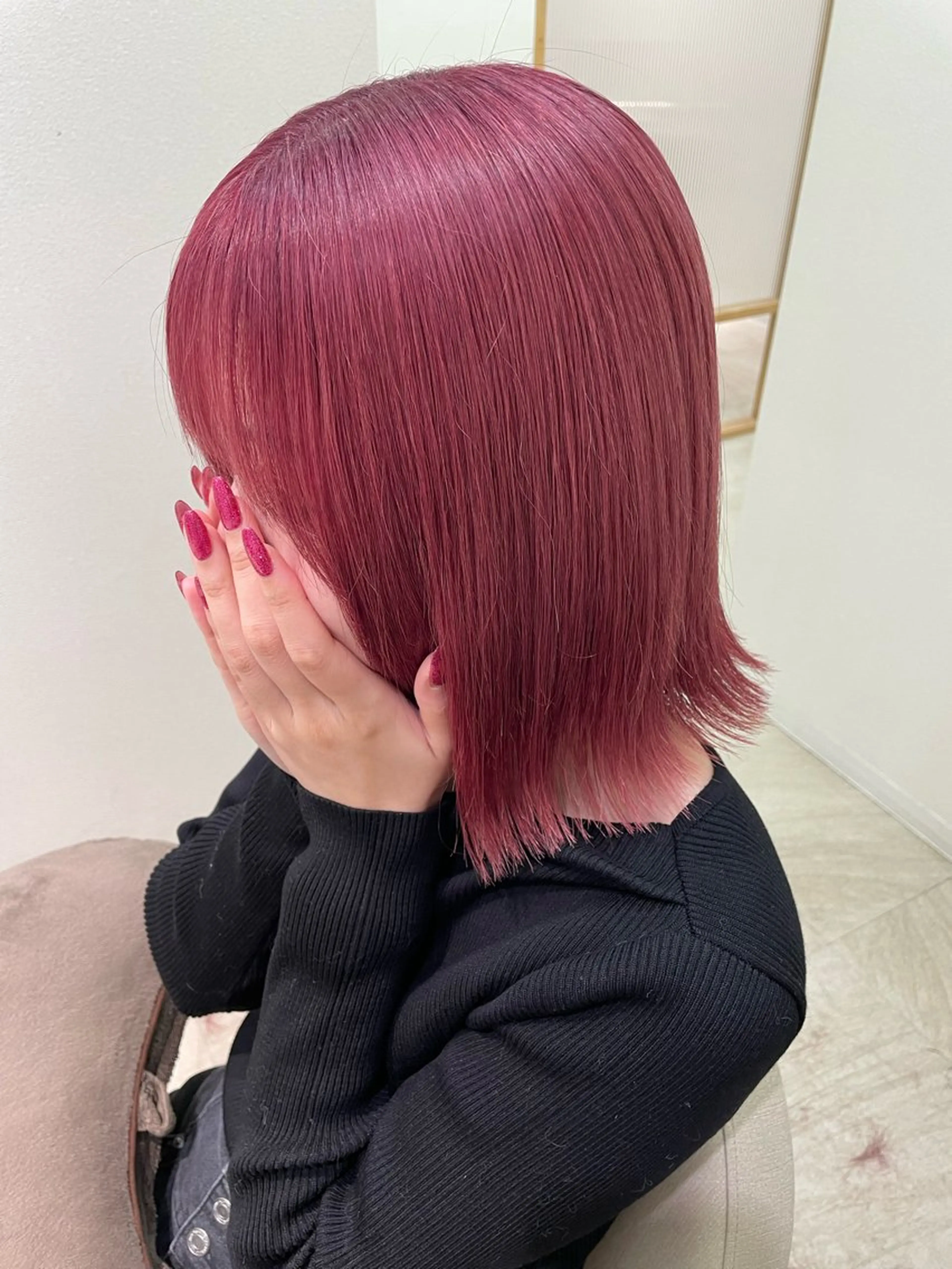 ショート カラー ピンクカラー バイオレットカラー カット ヘアカラー 田中 郁也のヘアスタイル