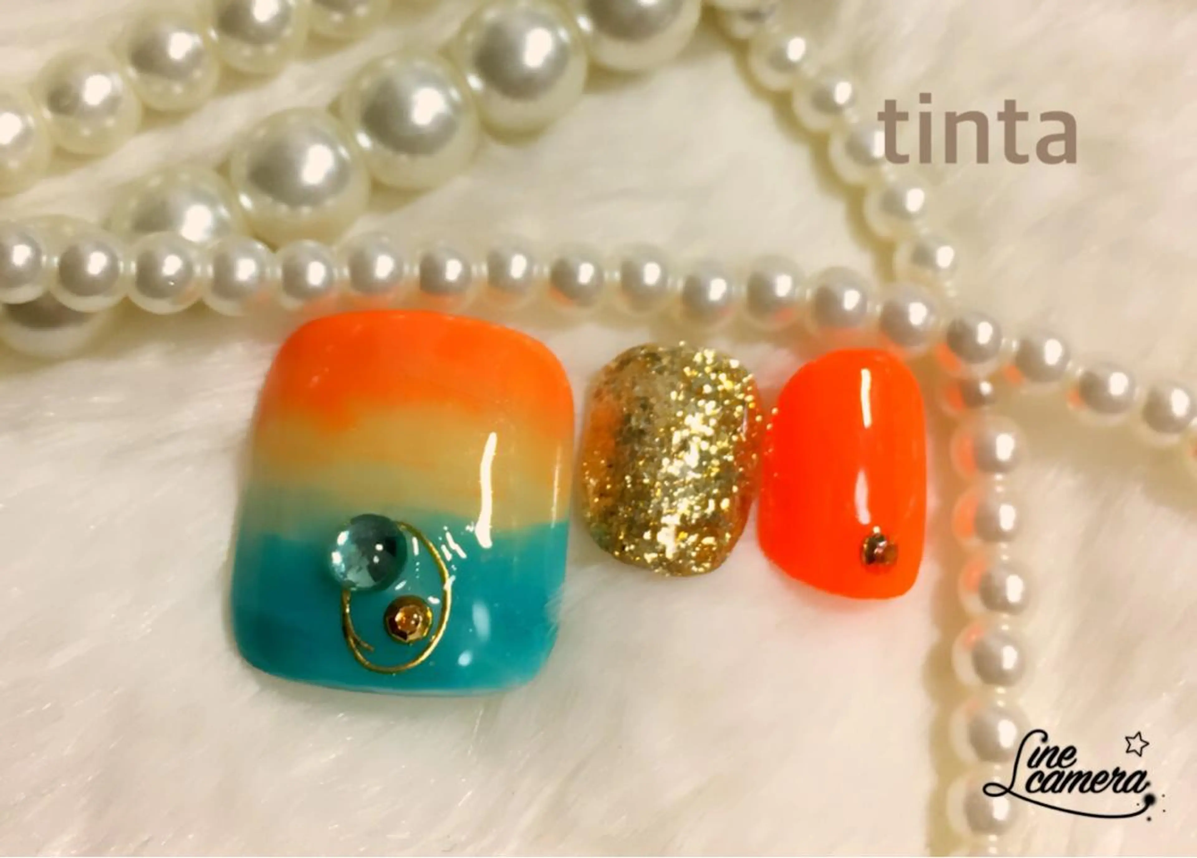 ネイル フットネイル グラデーション オレンジ ネイルサロン ティンタ所属・馬場 典子のネイルデザイン