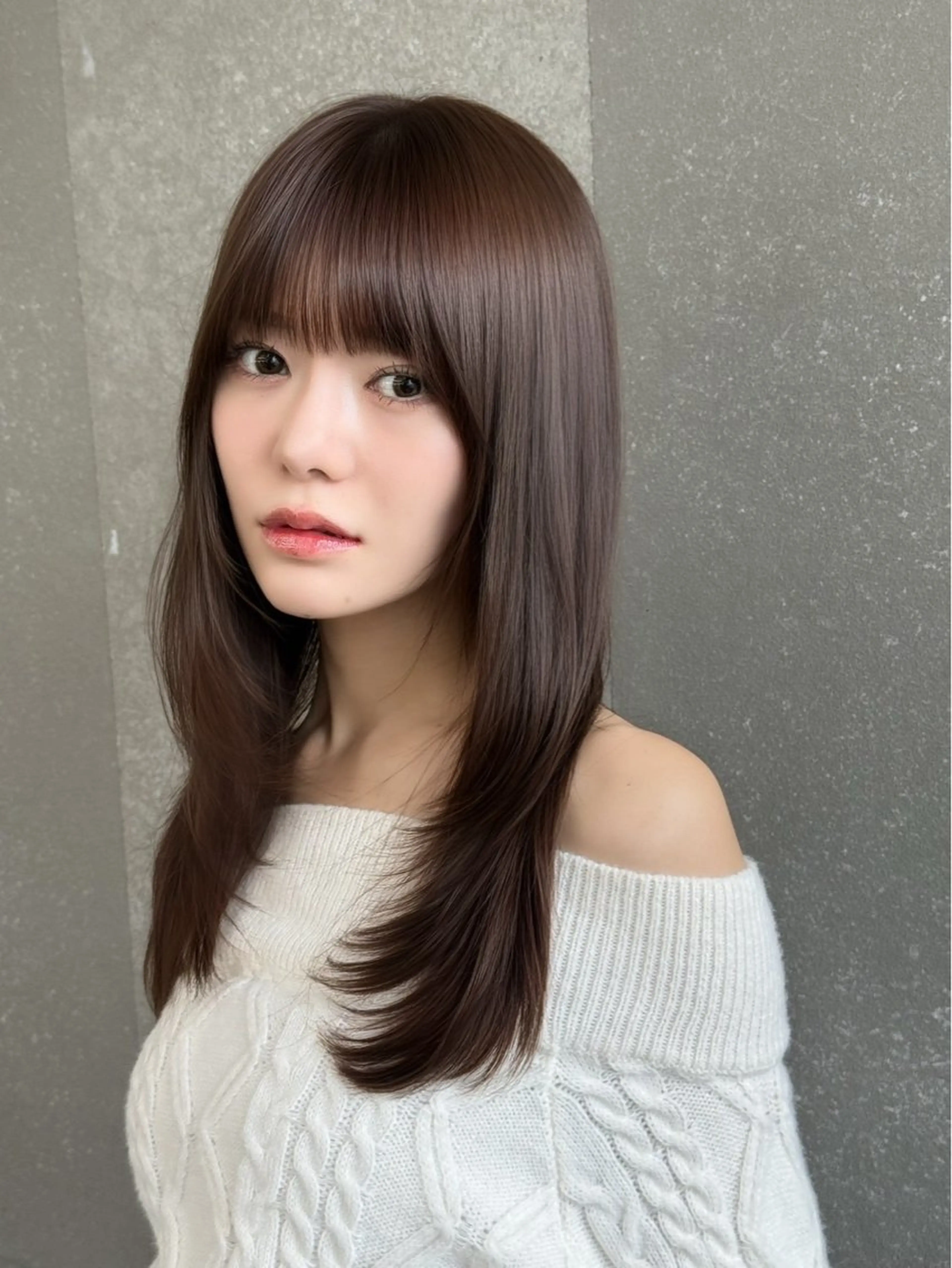ロング カラー カット ヘアカラー 縮毛矯正 顔周り/韓国レイヤー /髪質改善/小原幹太のヘアスタイル