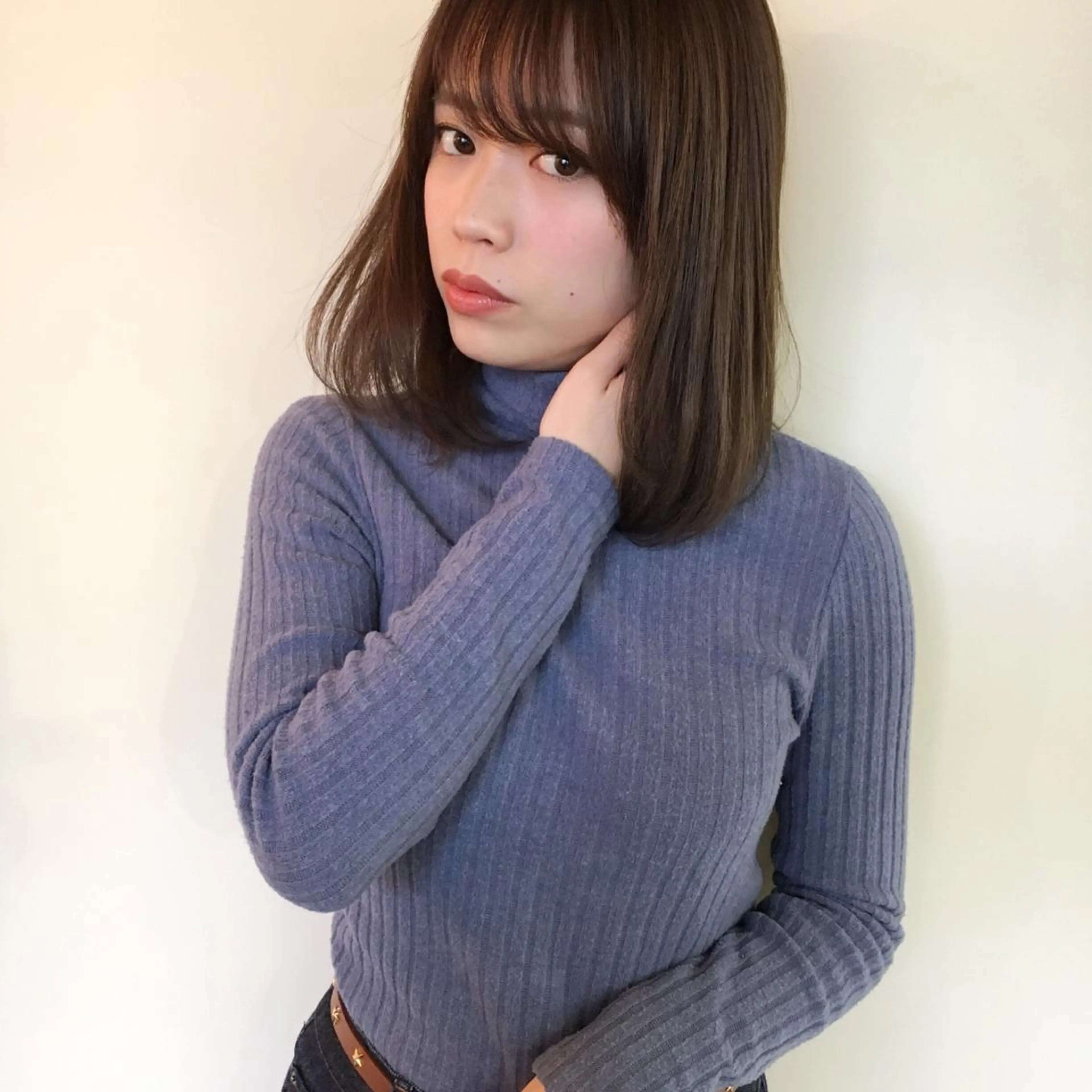 ミディアム カラー ブリーチ ダブルカラー トリートメント 薬院:今泉/上川美幸 ボブ/顔周りレイヤーのヘアスタイル