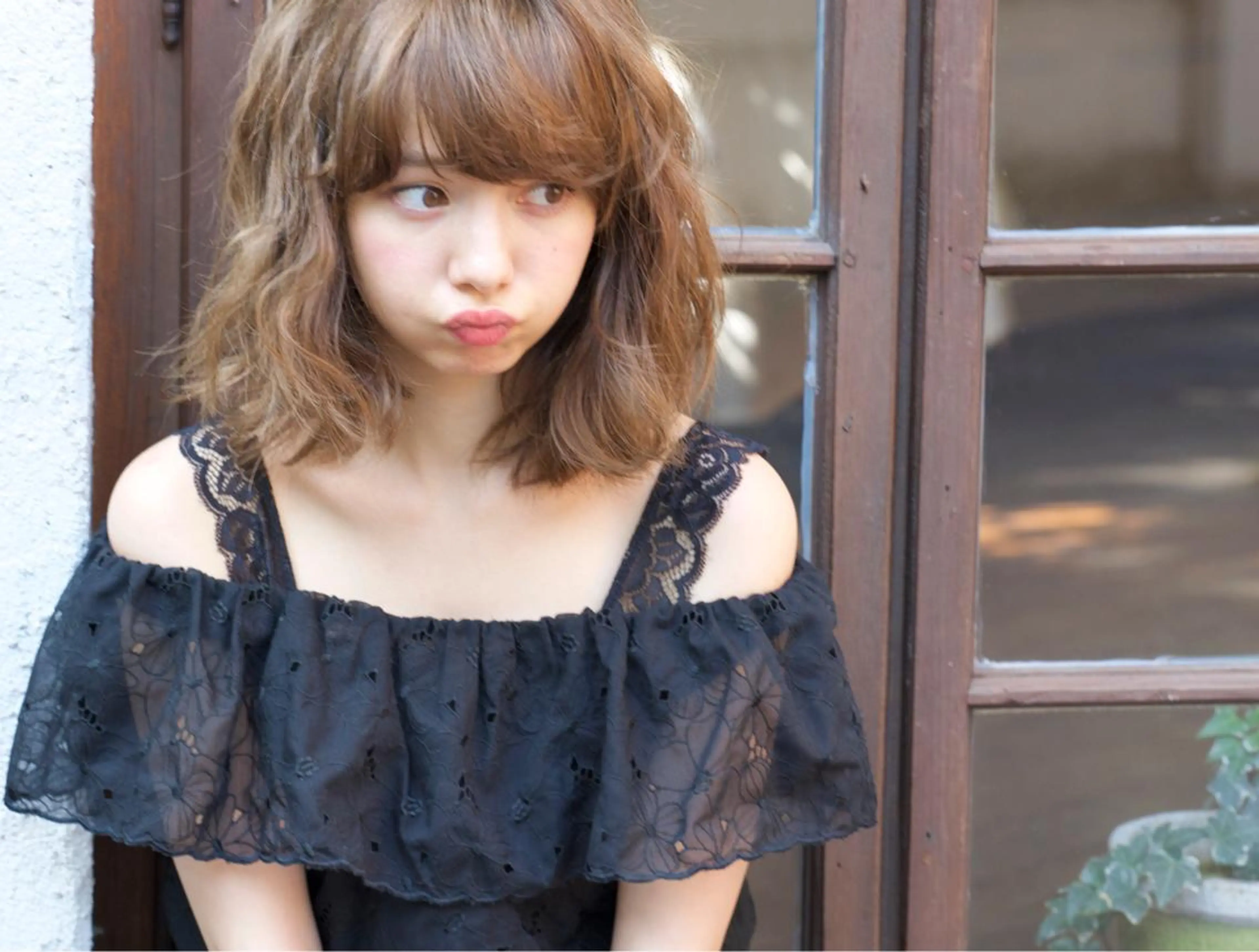 ミディアム パーマ 元重 宣博のヘアスタイル
