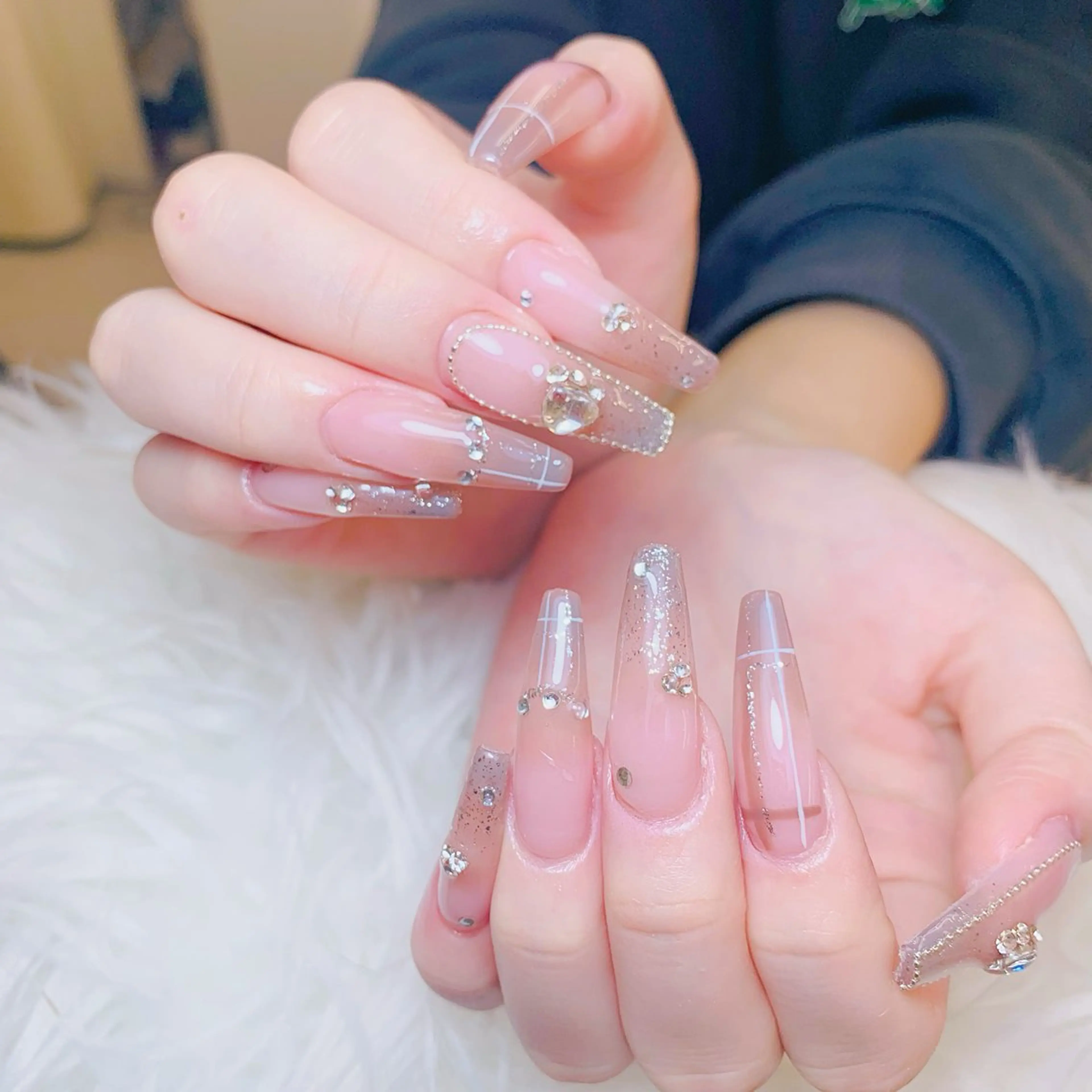 ネイル チークネイル 長さ出し フラッシュネイル フレンチネイル グラデーション ハンドネイル AN NAIL SALONのネイルデザイン