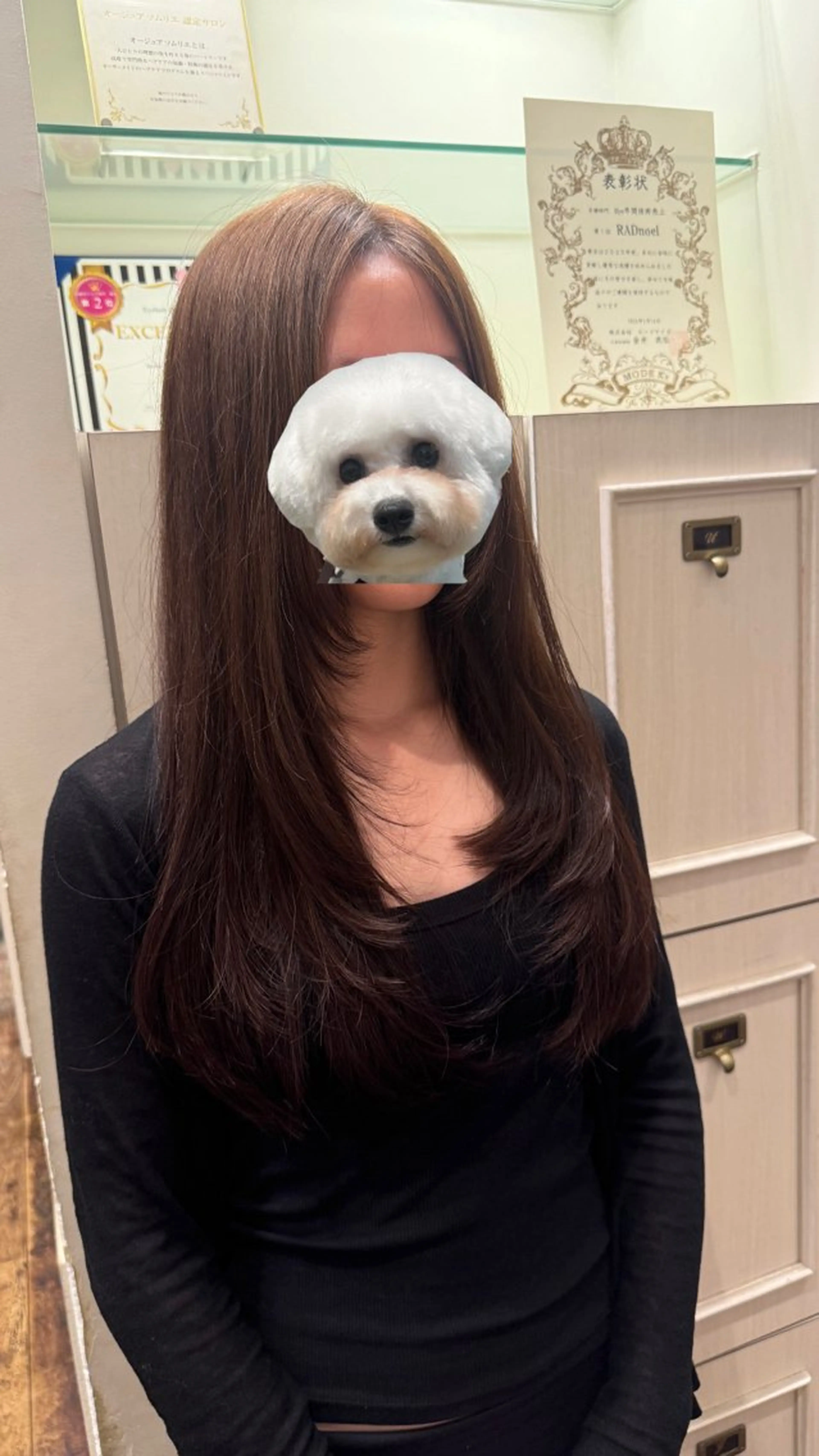 ロング カラー ｢韓国風・ハイトーン ベージュカラー｣サナのヘアスタイル