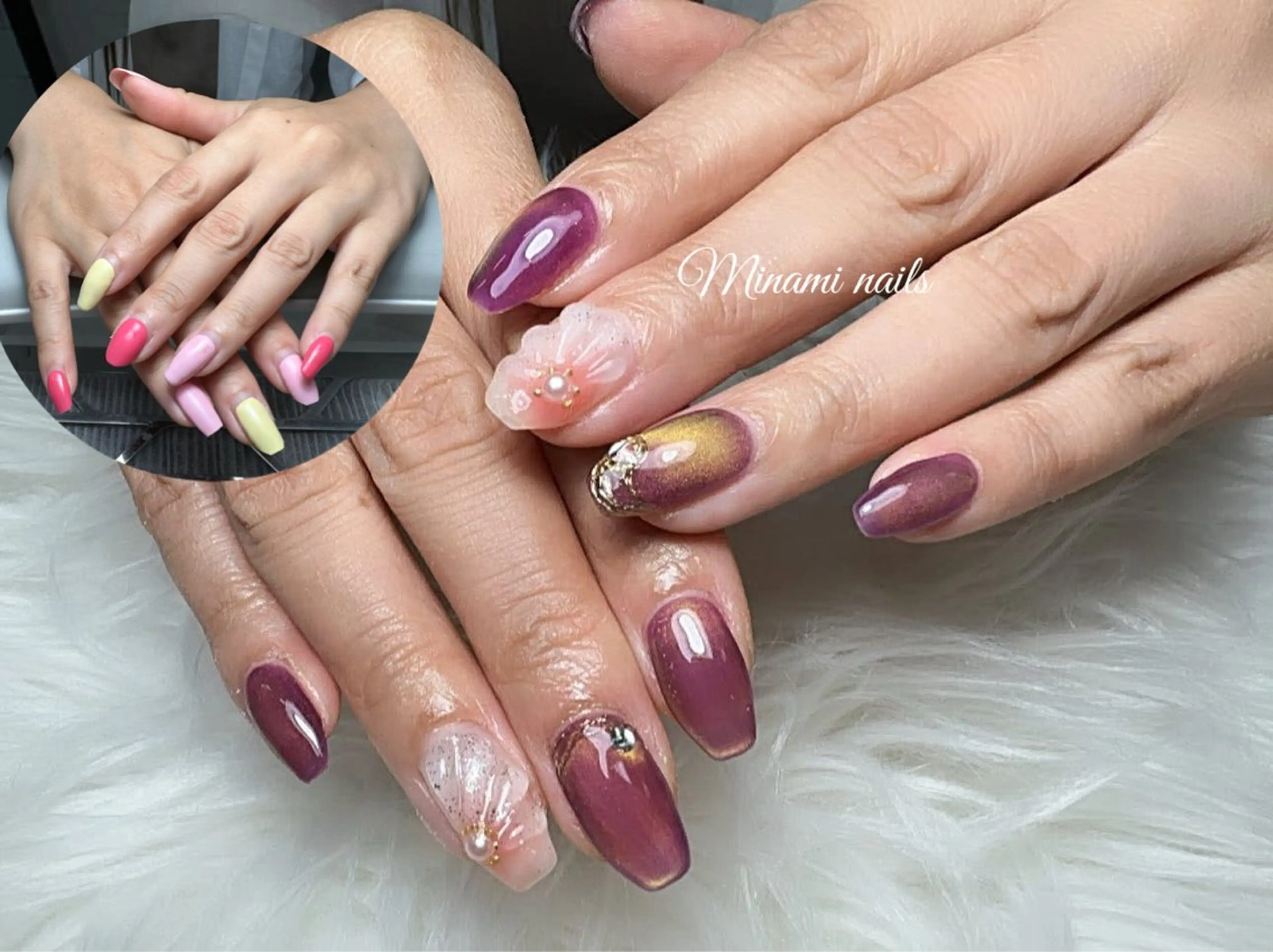 ネイル アートネイル オーロラネイル ガーリー キラキラネイル 韓国ネイル Minami Nailsのネイルデザイン