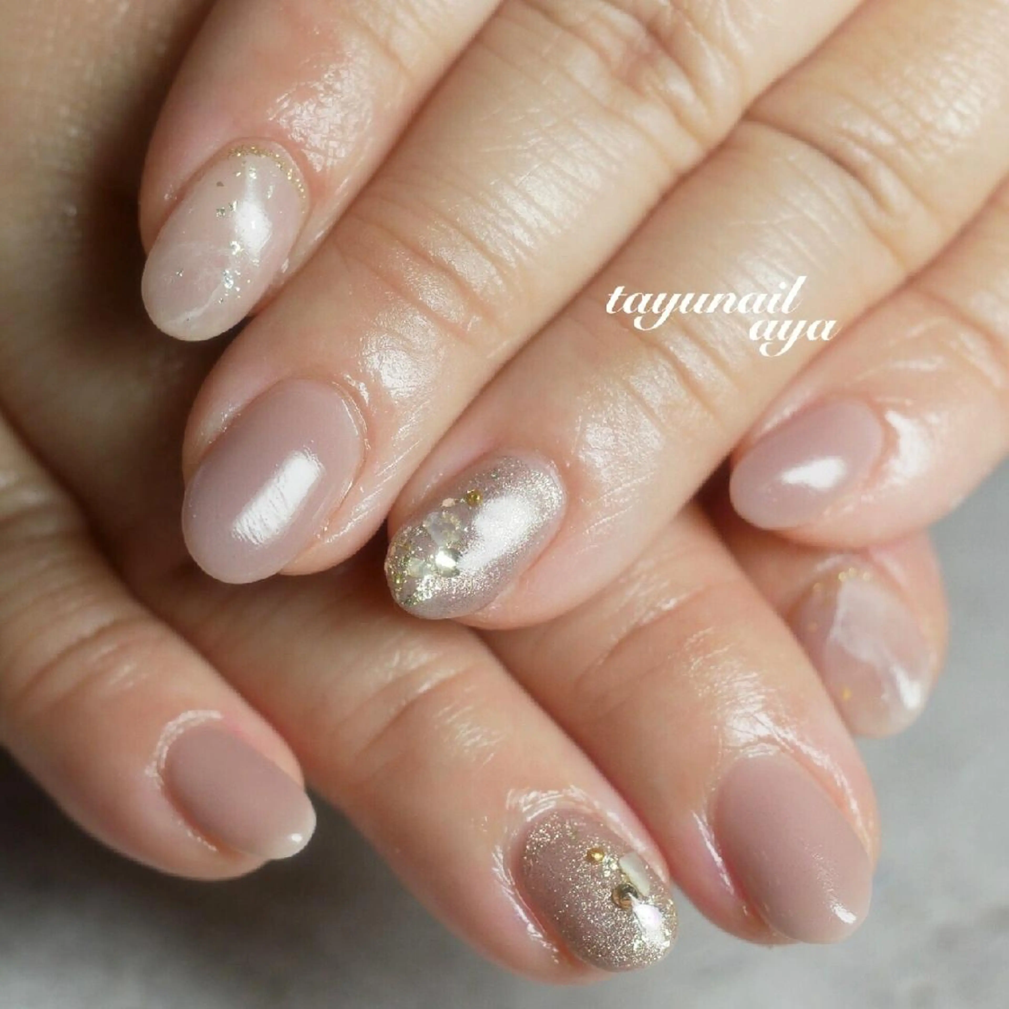 ネイル アートネイル ブルー ジェルネイル キラキラネイル ニュアンスネイル ネイルサロン 【たゆnail】のネイルデザイン