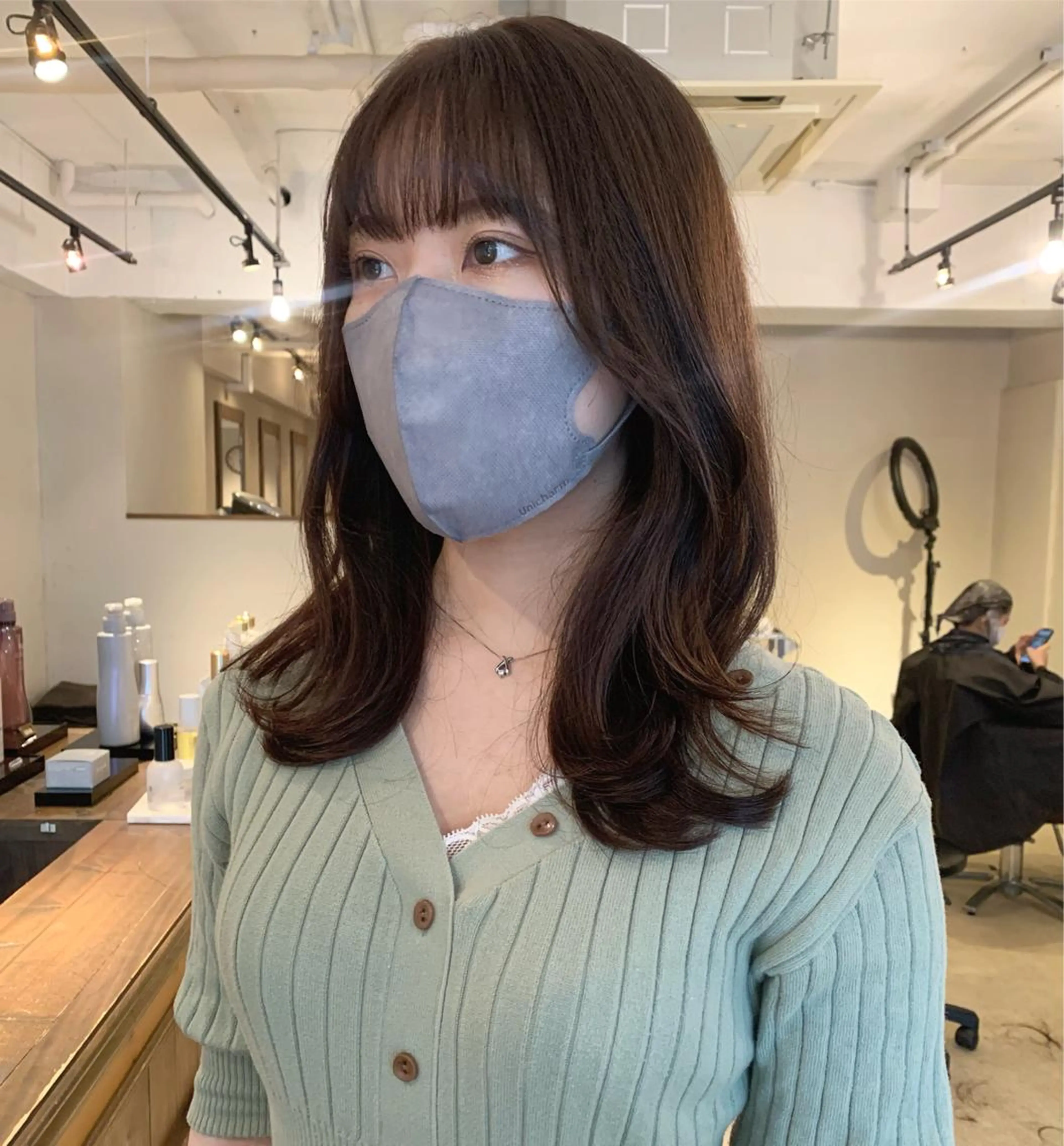 ミディアム カラー 透明感/オリーブ/ グレージュ/YUKAのヘアスタイル