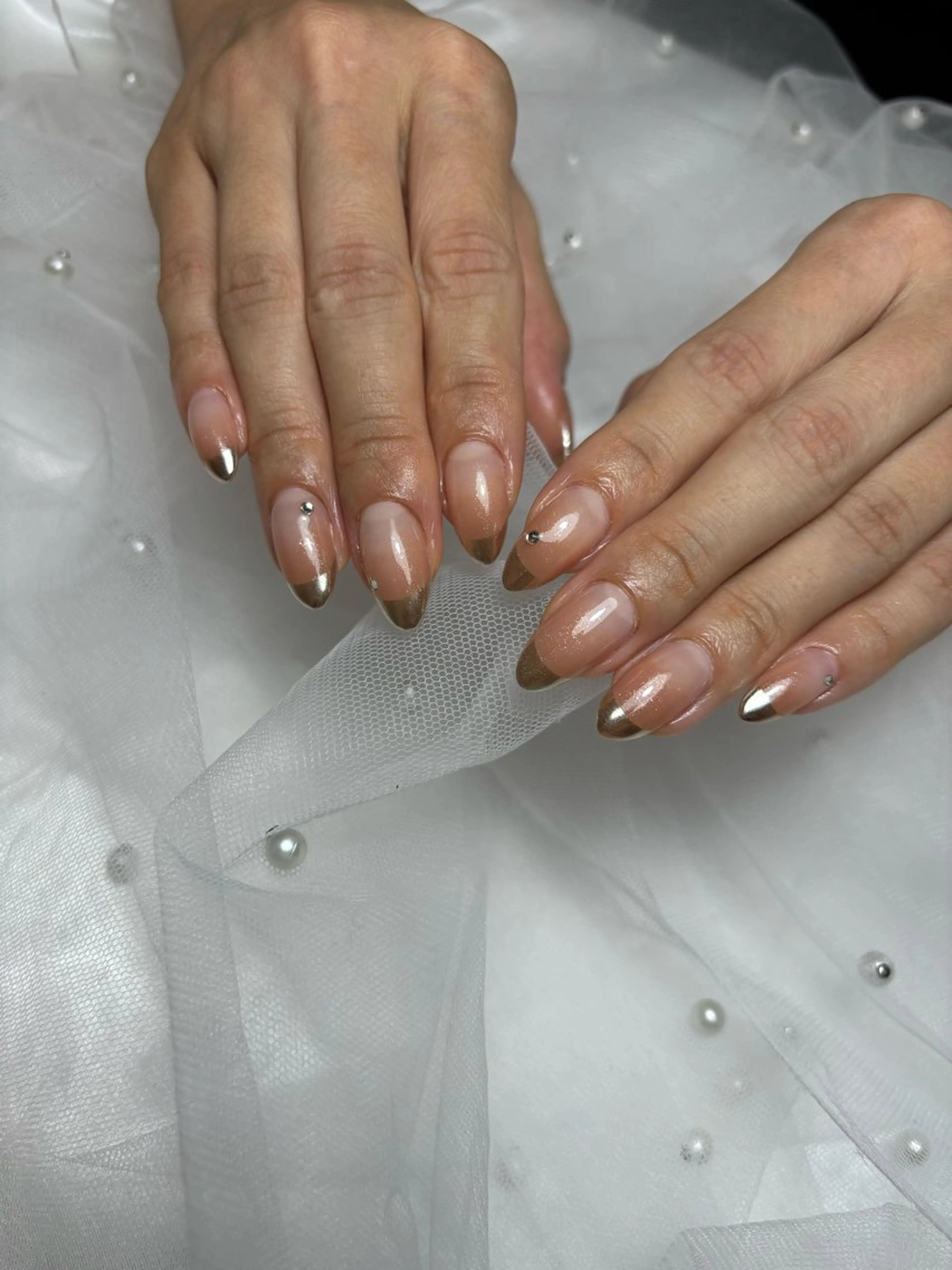 ネイル フレンチネイル グラデーション ミラーネイル nail salon Ni-i-naのネイルデザイン