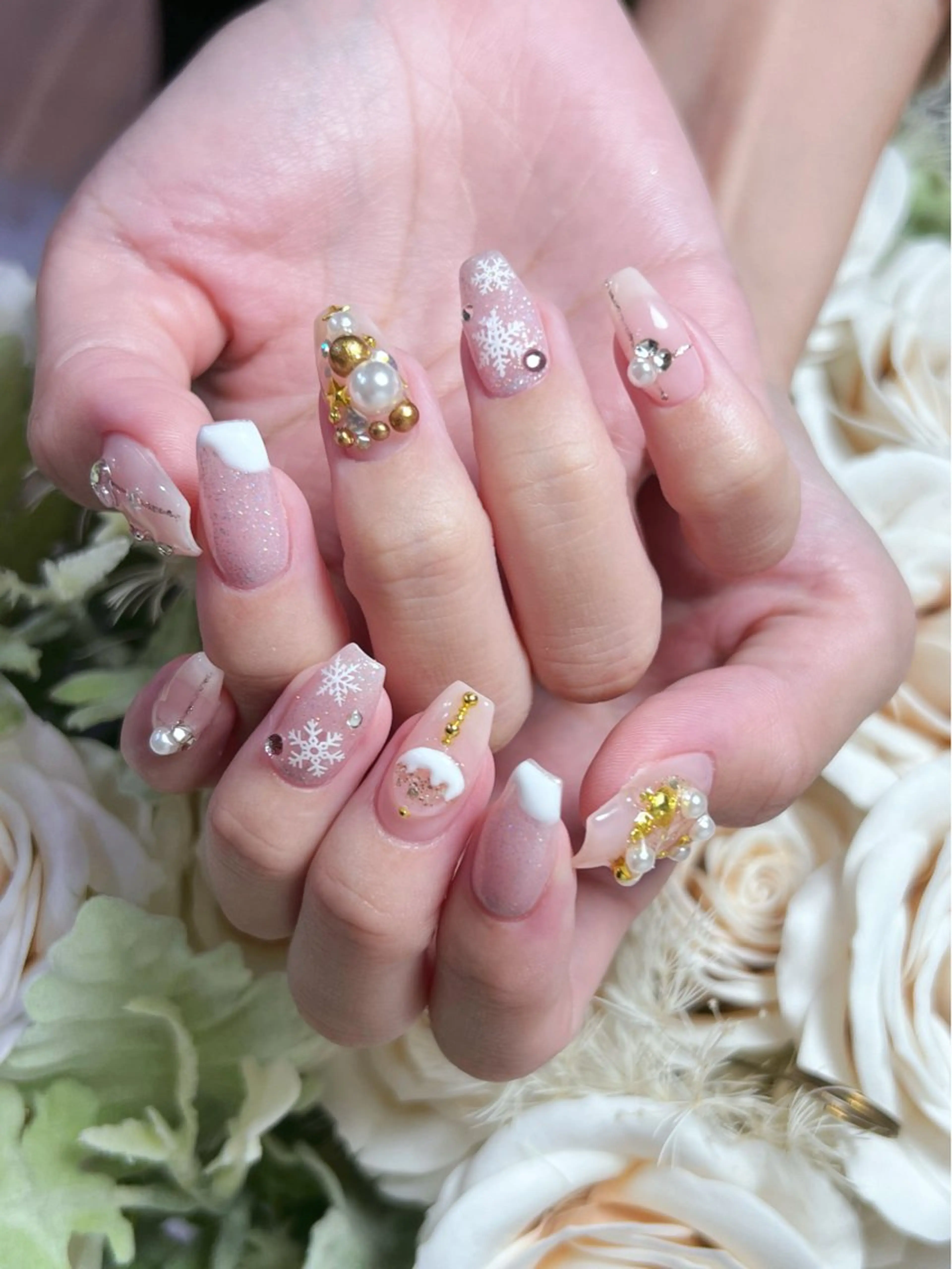 ネイル ロングネイル 持ち込み スカルプネイル 冬ネイル クリスマス ハンドネイル Painty nailのネイルデザイン