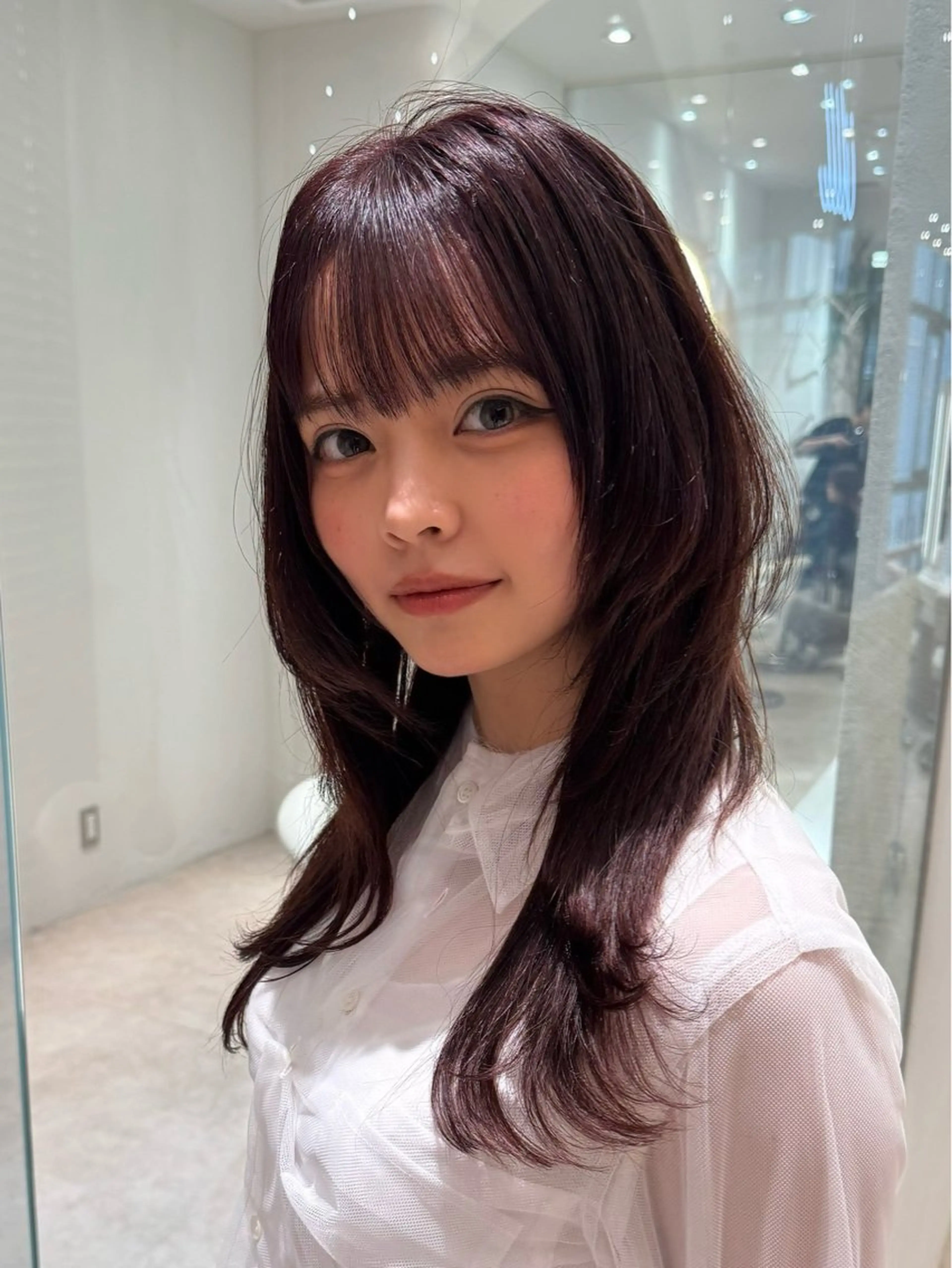 ロング カラー ブラウンカラー ラベンダーカラー ラベンダーピンク ピンクカラー ピンクブラウン カット ヘアカラー トリートメント 韓国レイヤー🇰🇷 韓国研修◎渋谷カイトのヘアスタイル