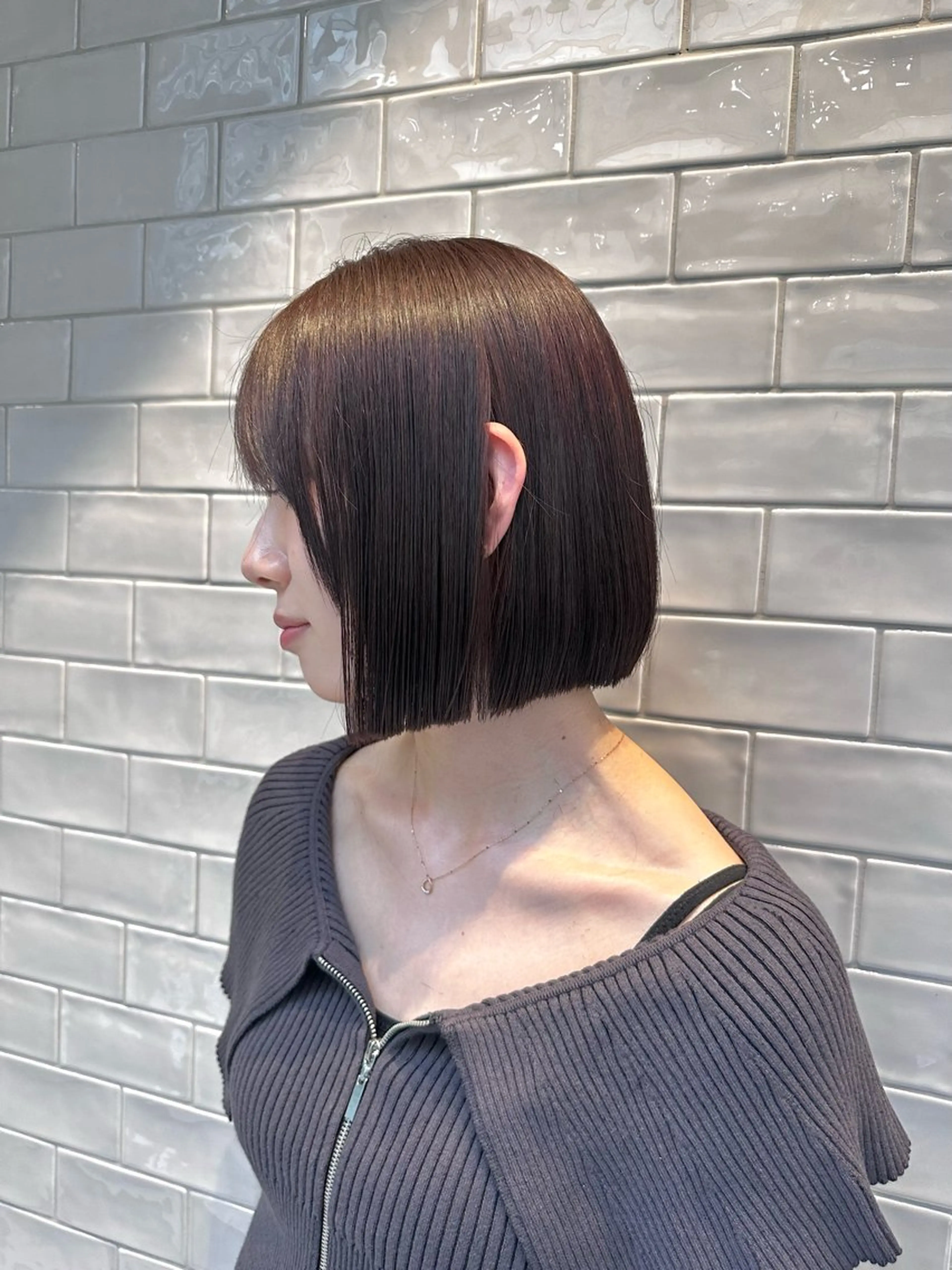 ショート カラー ブリーチ ブラウンカラー ブリーチなしカラー ボブ カット ヘアカラー トリートメント 矢野 晃平のヘアスタイル