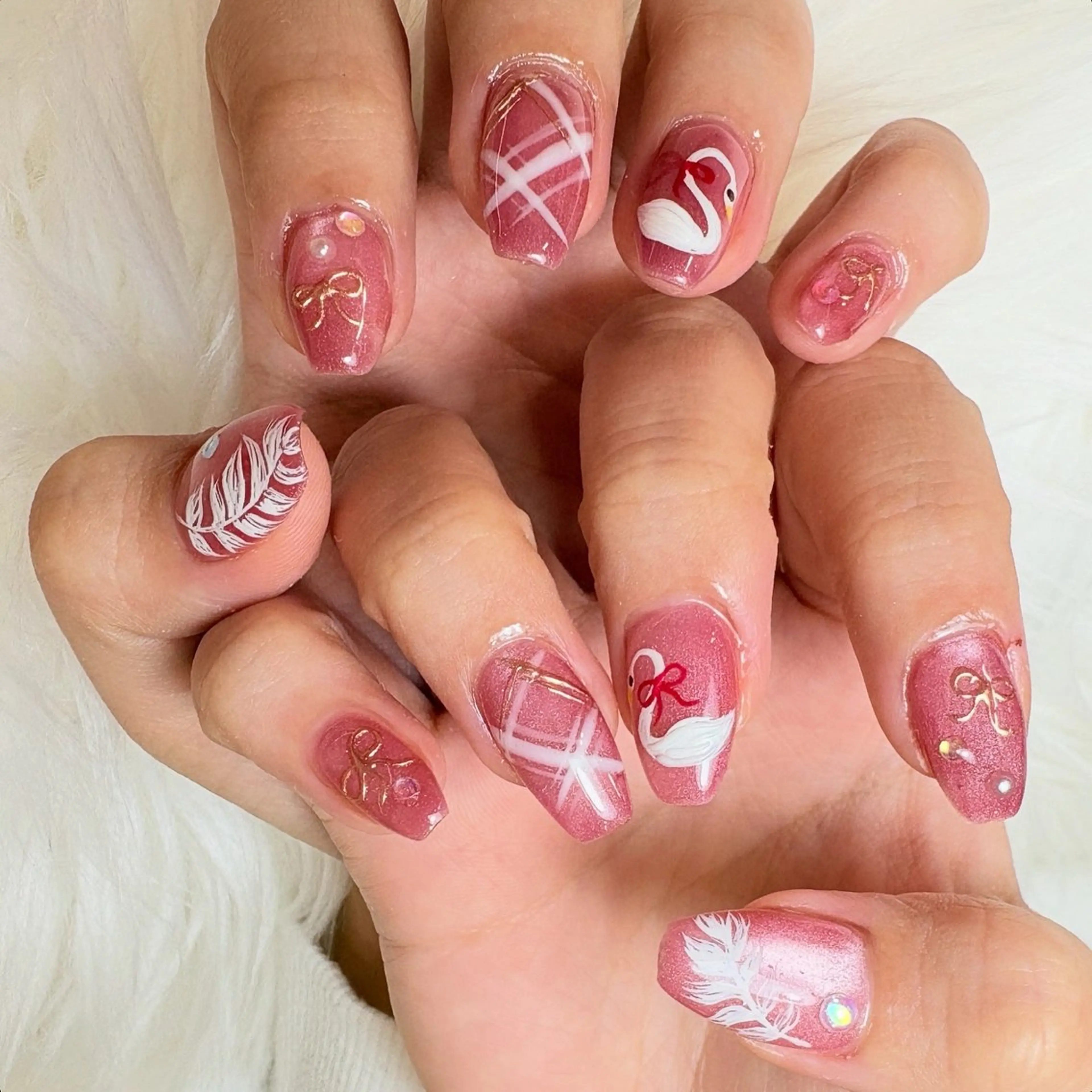 ネイル アートネイル マグネットネイル ミラーネイル リボン ハンドネイル Nail ameria megu所属・ameria meguのネイルデザイン