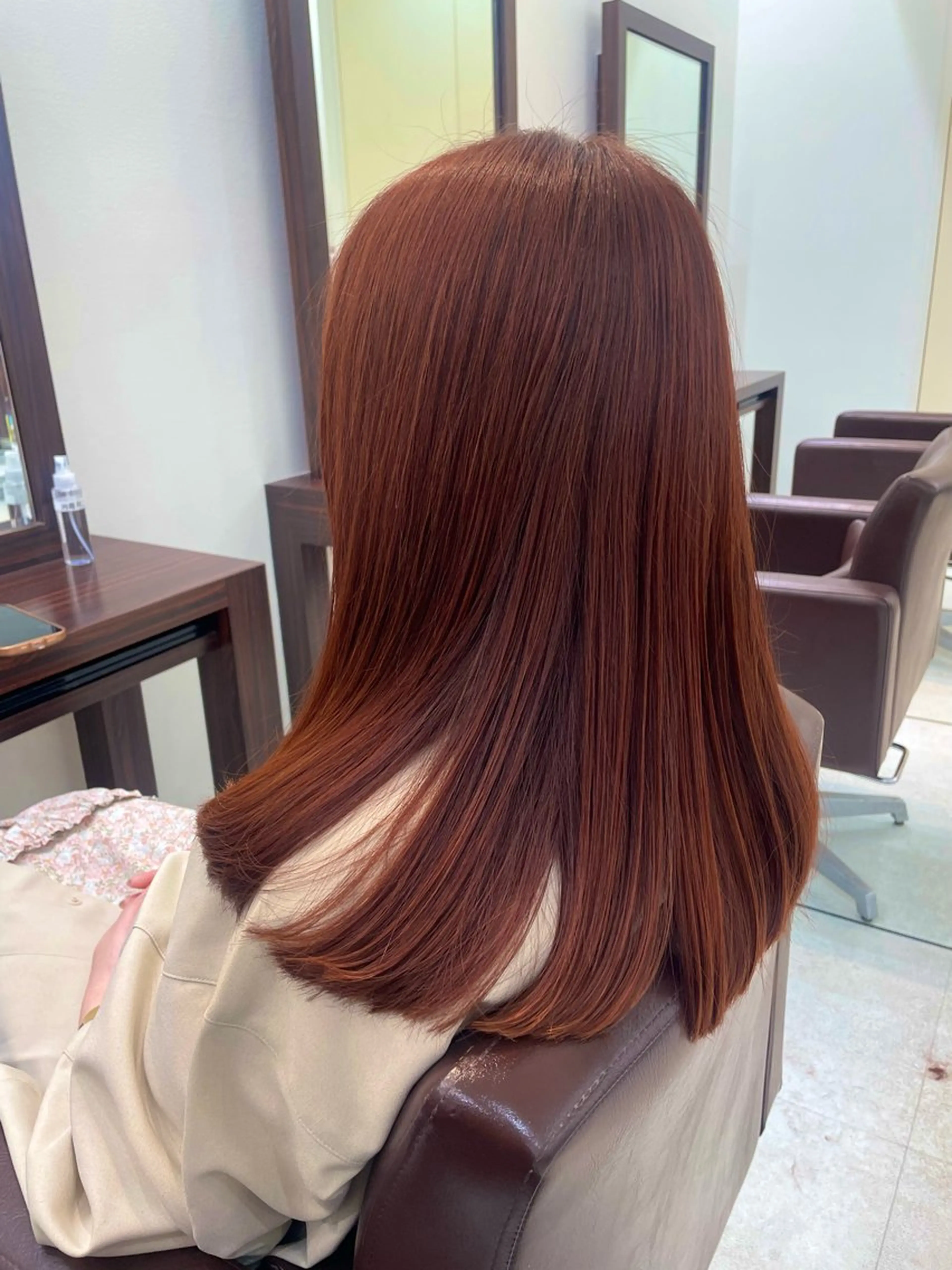 ミディアム カラー ブリーチ ブラウンカラー ブリーチなしカラー オレンジ オレンジブラウン TAYA千葉そごう店所属・【千葉駅南口歩1分】 MAKAのヘアスタイル