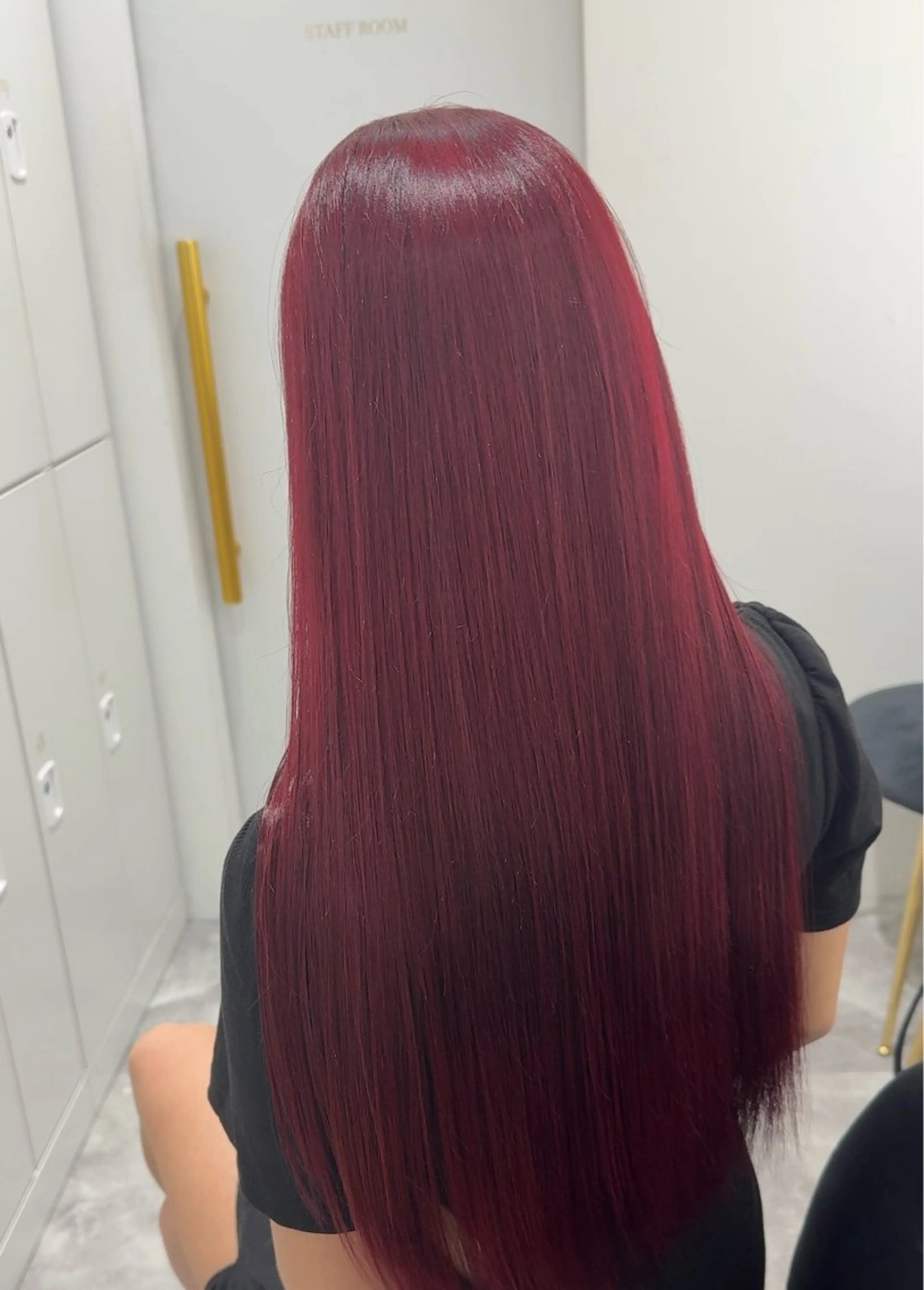 ロング ブリーチなしピンク 縮毛艶髪矯正/吉村のヘアスタイル