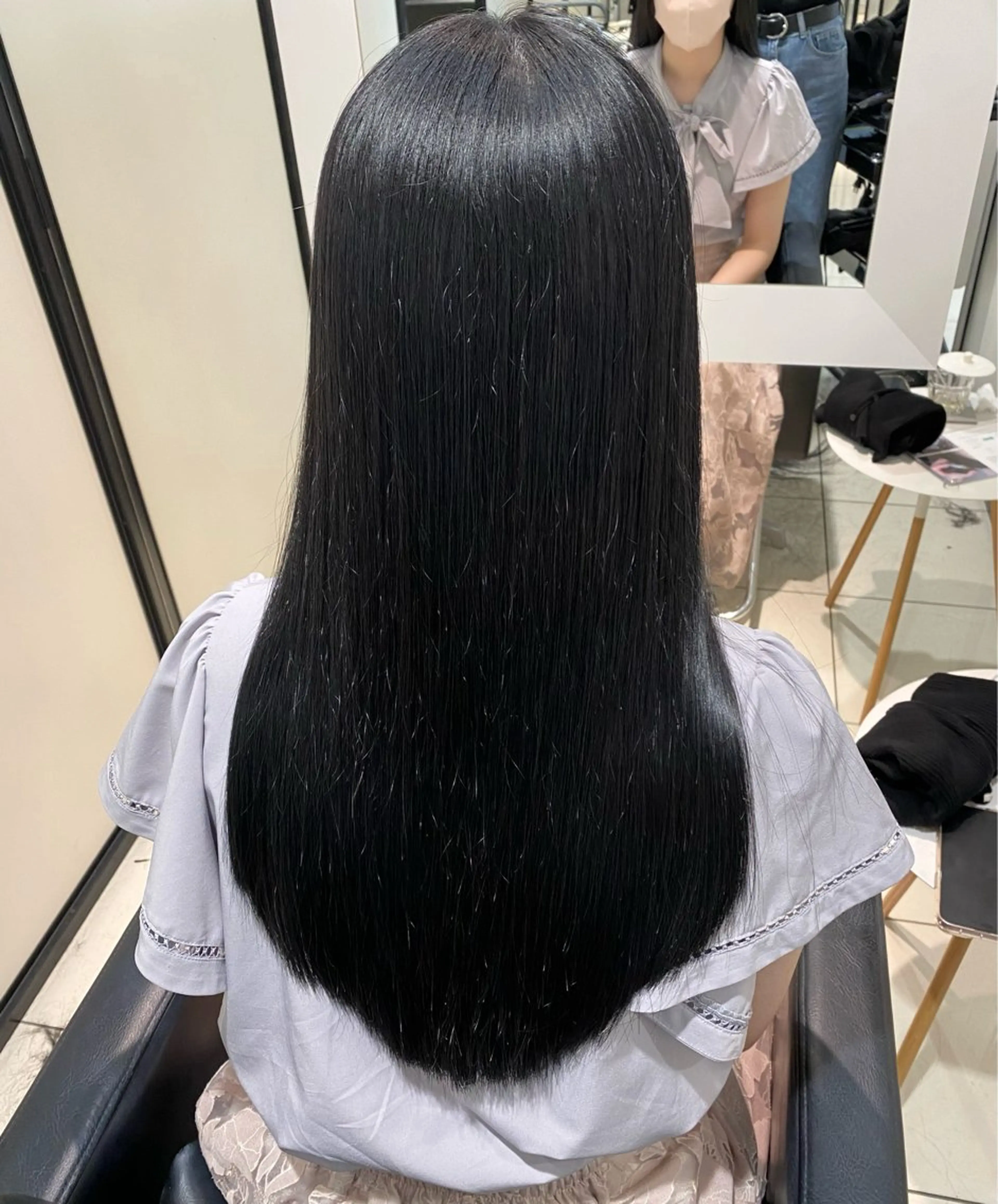 セミロング カラー 黒髪 透明感カラー グレージュ/レイヤー /韓国ヘア/RISAのヘアスタイル