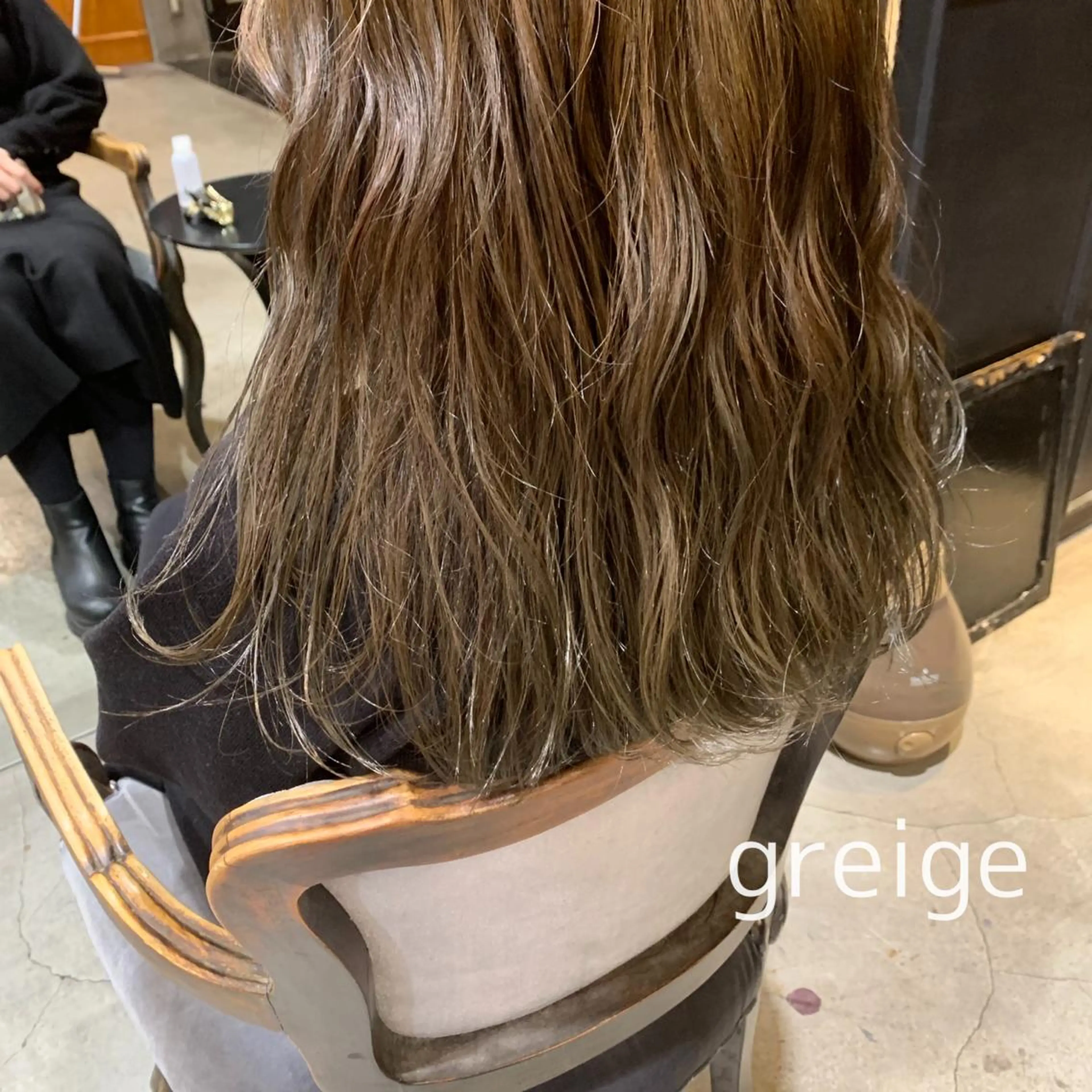 ロング カラー ヘアアレンジ グレージュ オレンジ 髪質改善カラー&TR 縮毛矯正/弱酸性矯正のヘアスタイル