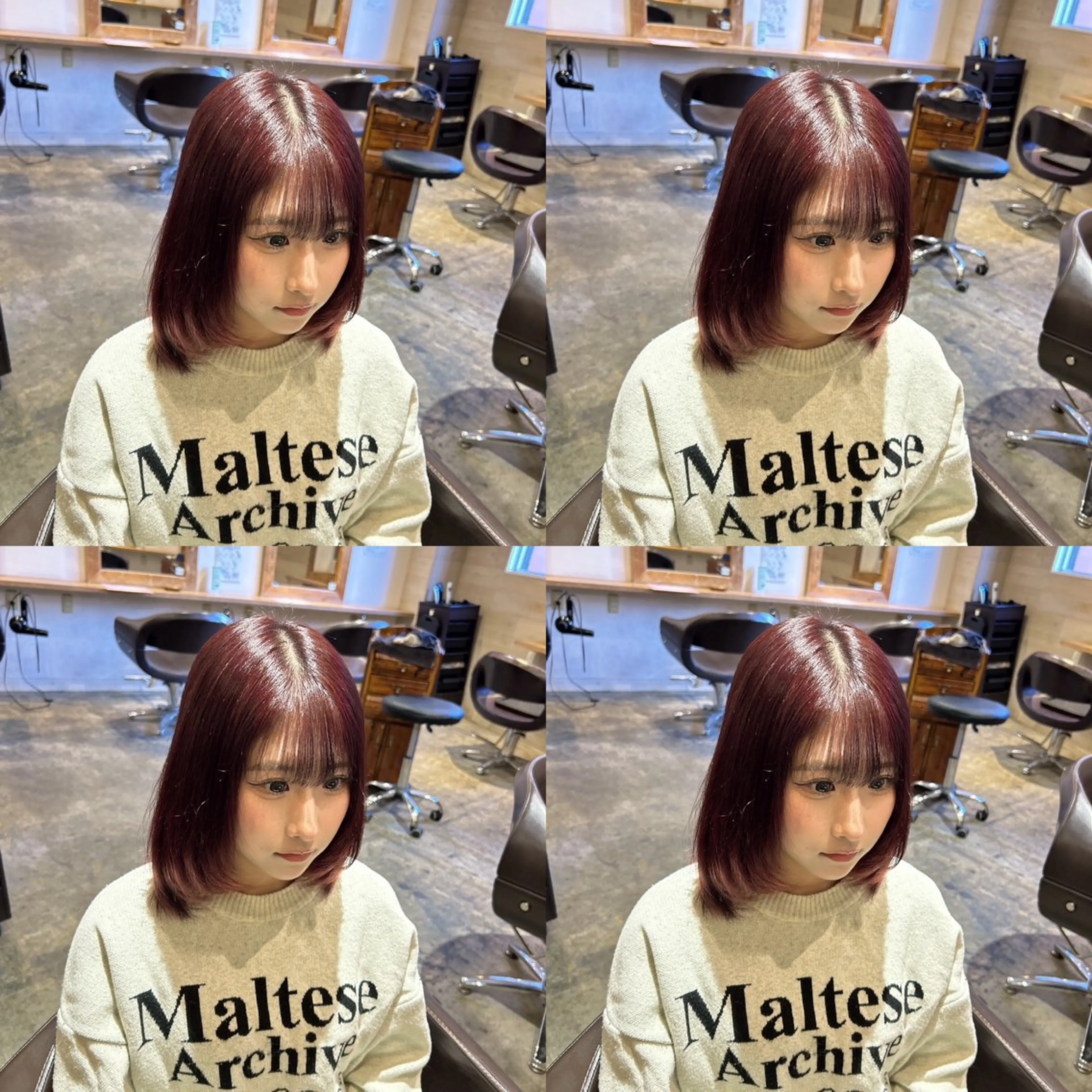 ミディアム カラー レッドカラー レイヤーカット/ 縮毛矯正🇰🇷早坂のヘアスタイル