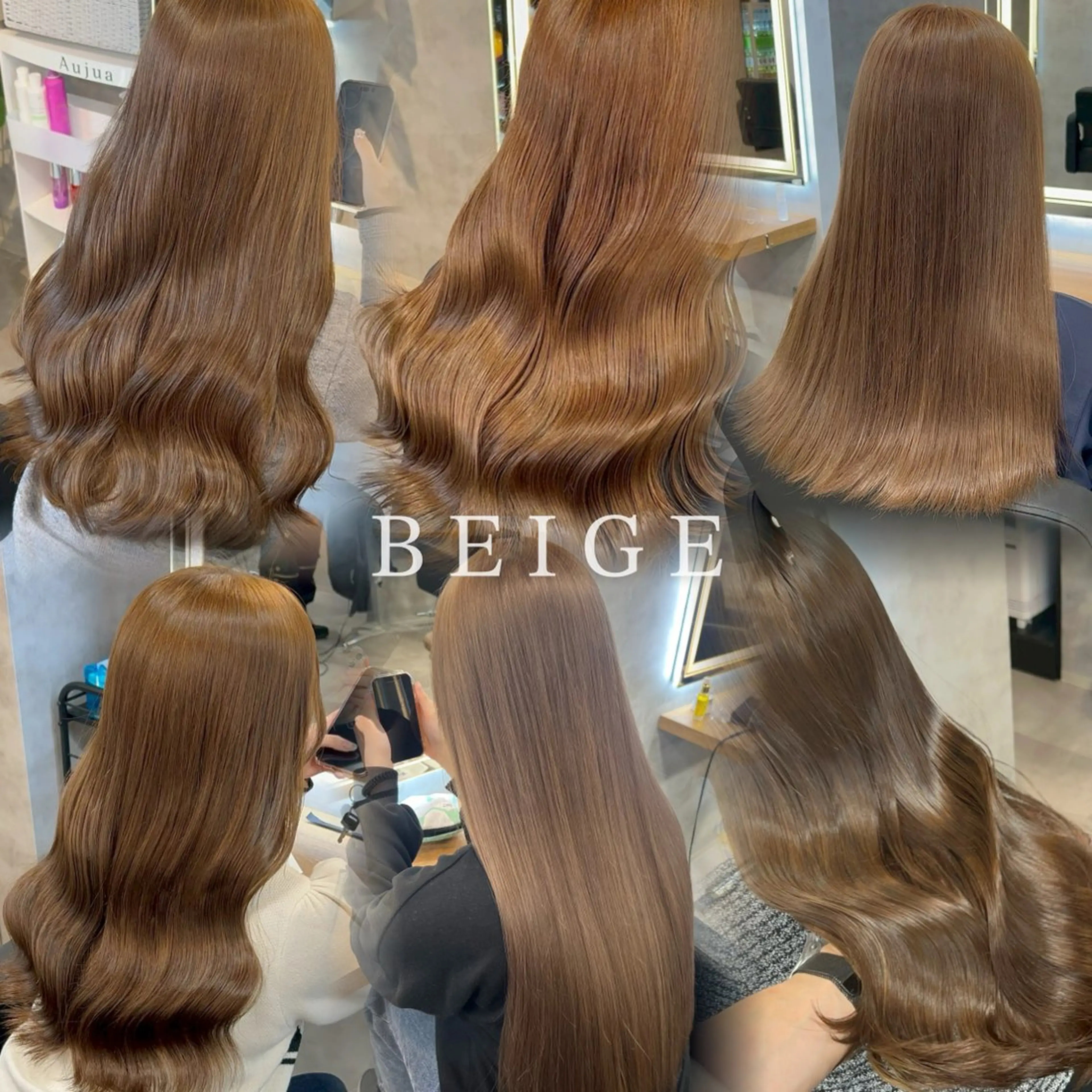 ロング カラー ブリーチ ブリーチなしカラー 髪質改善 ヘアカラー トリートメント ヘッドスパ ヘアセット 透明感グレージュ/ YUNAのヘアスタイル