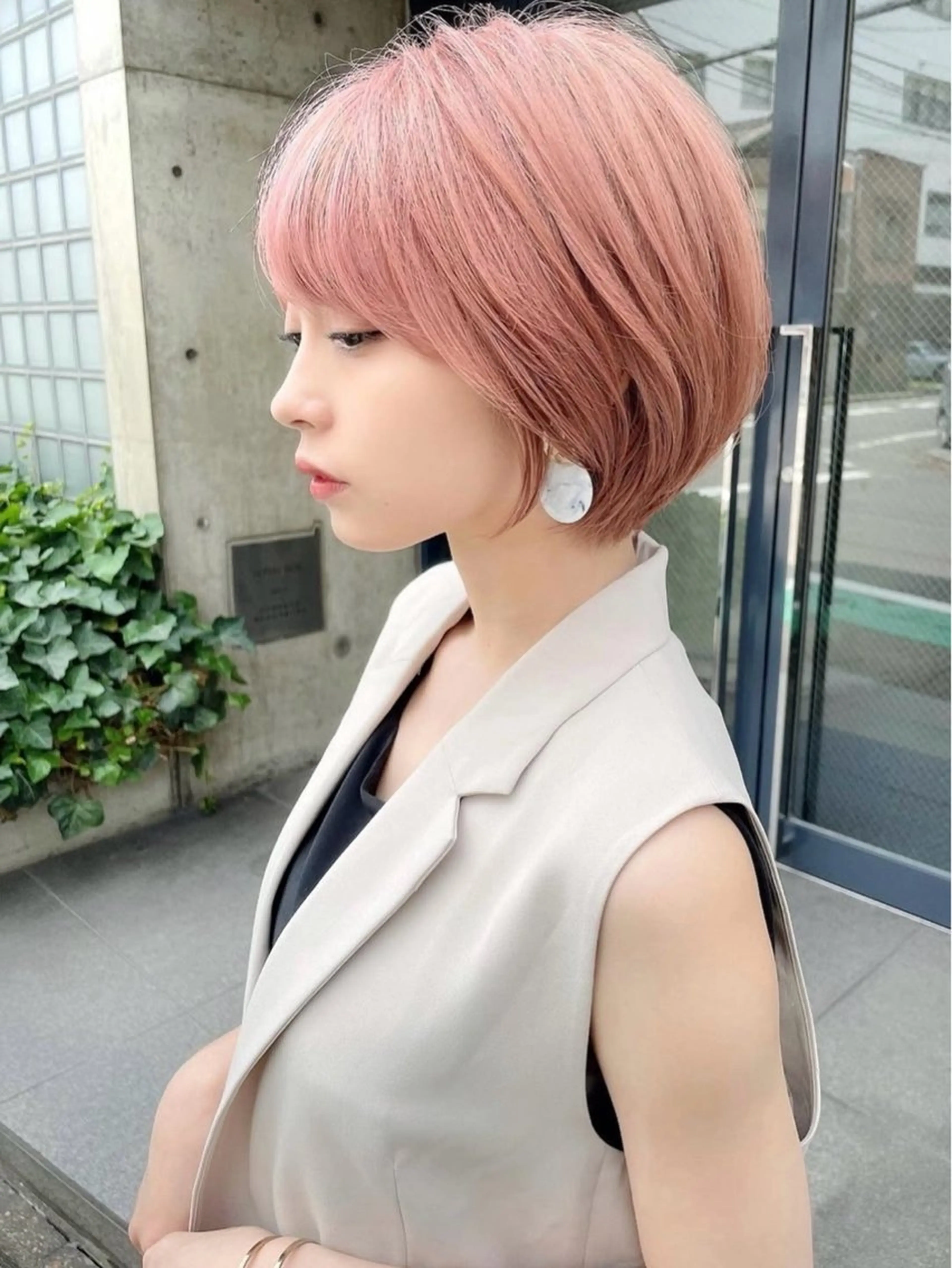 ショート ヘアカラー トリートメント 興津/韓国レイヤー ダブルカラー美髪縮毛のヘアスタイル