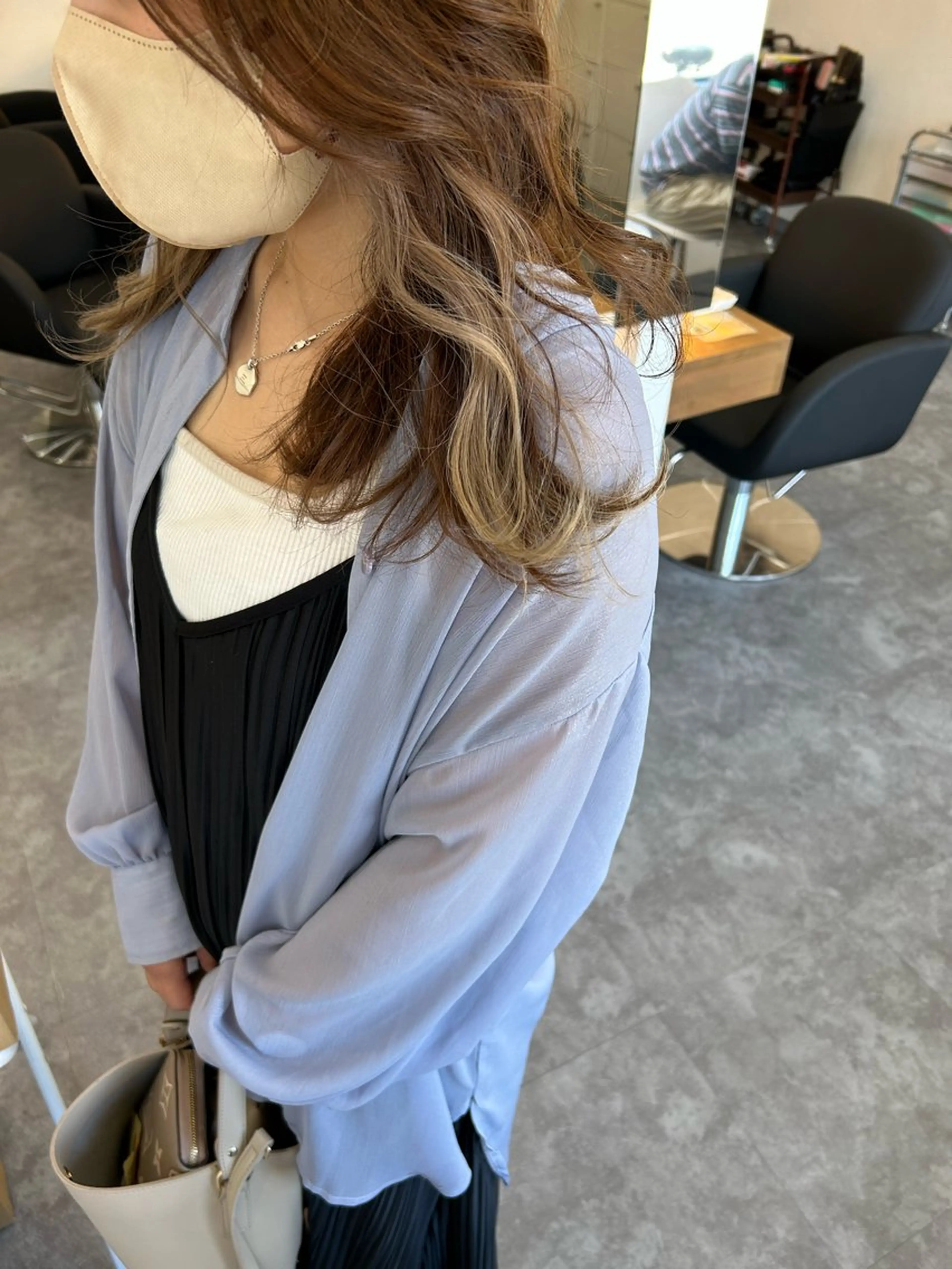 セミロング ショートボブ セミロングパーマ 韓国風カラー ボブ ハイライト ヘアカラー トリートメント hair terra ce M奈良店のヘアスタイル