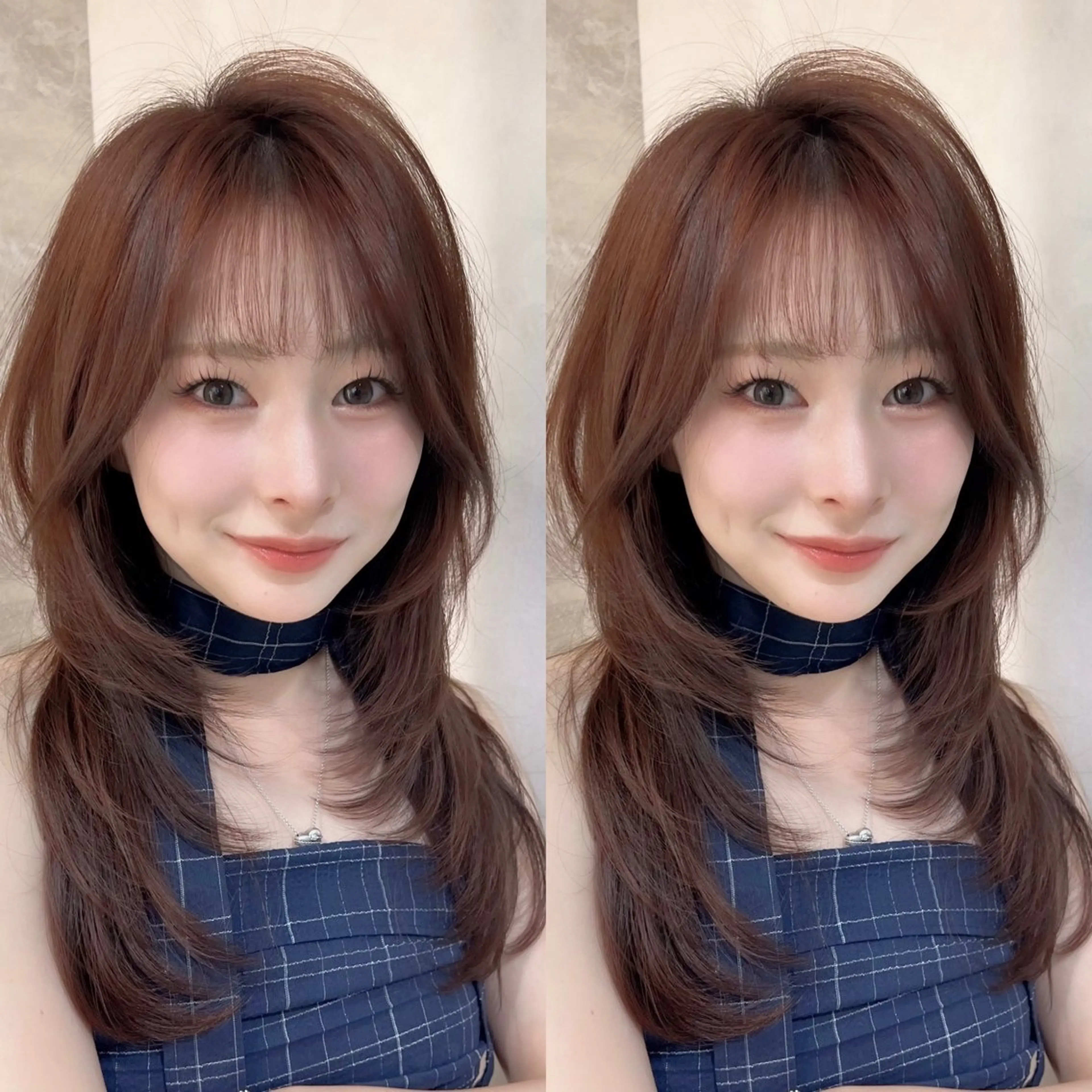 ミディアム カラー カット ヘアカラー トリートメント ブリーチなし/韓国風 /レイヤー/山口のヘアスタイル