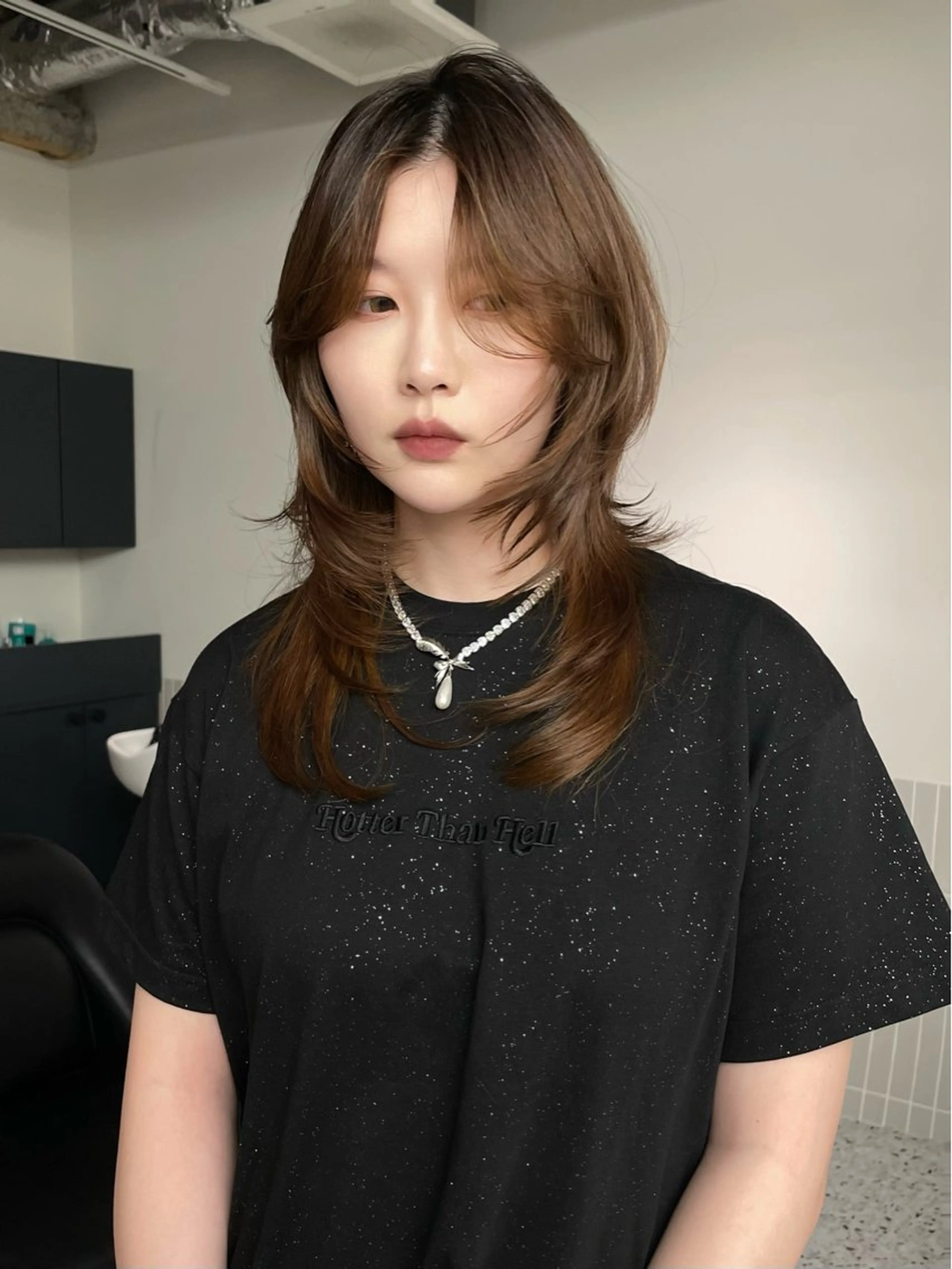 ロング カラー ハッシュカット HARUKA/原宿 ハイトーン/レイヤーのヘアスタイル