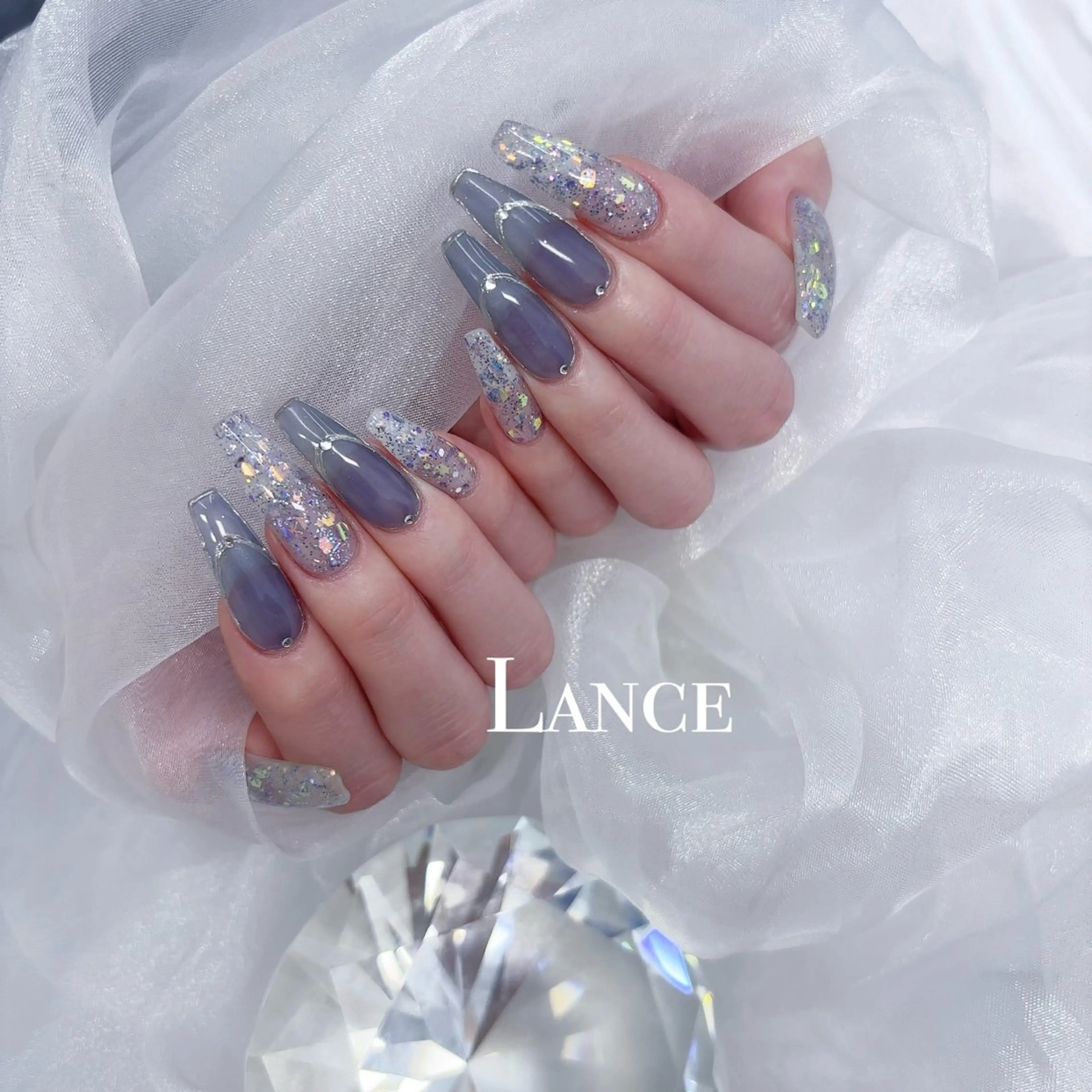 ネイル オーロラネイル フットネイル フレンチネイル ガラスフレンチ 氷ネイル・うるうるネイル ハンドネイル Lance nailのネイルデザイン