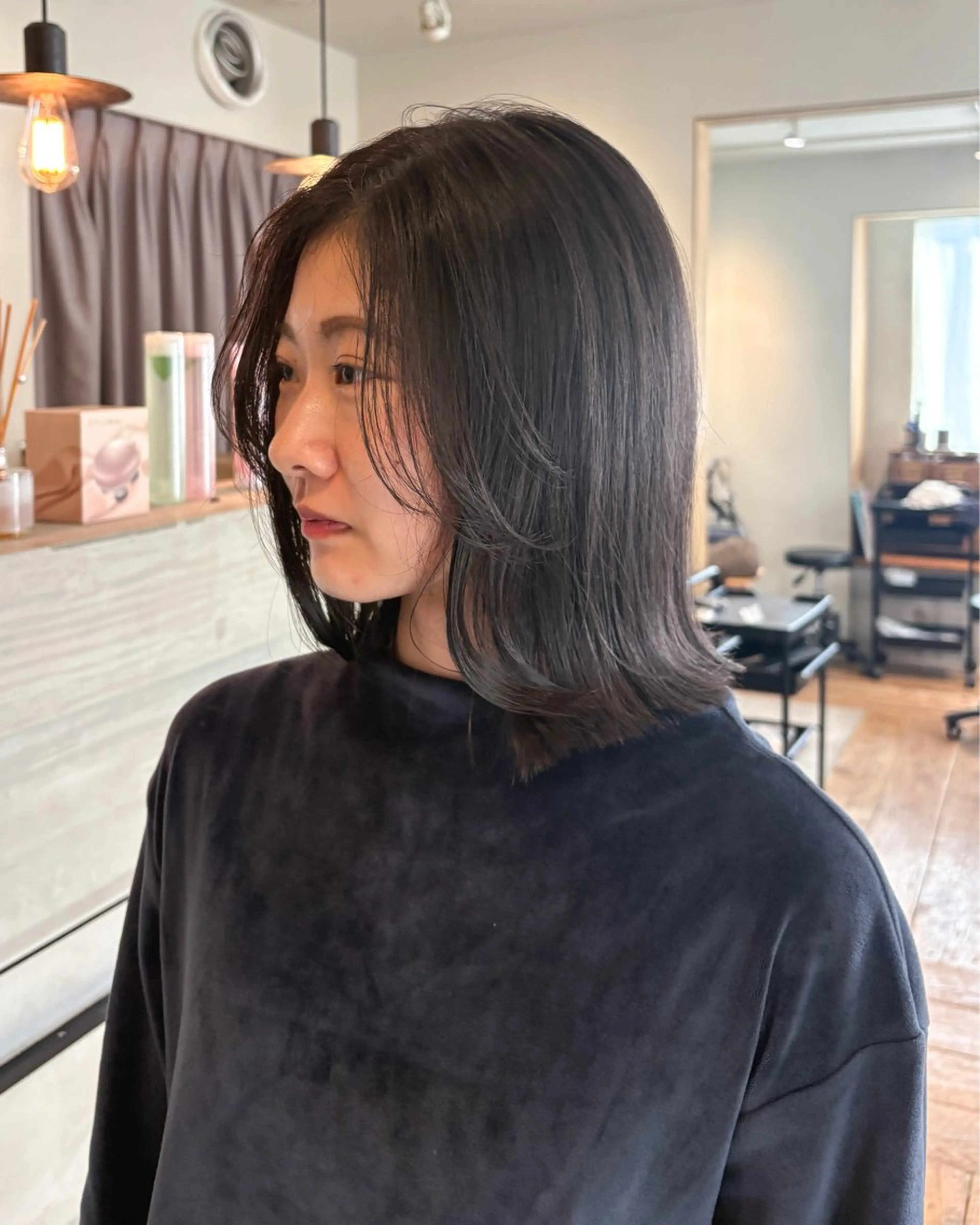 ミディアム 顔まわりレイヤー レイヤーカット カット ヘアカラー ボブ/艶カラー 鎌倉/MIHO🌼のヘアスタイル