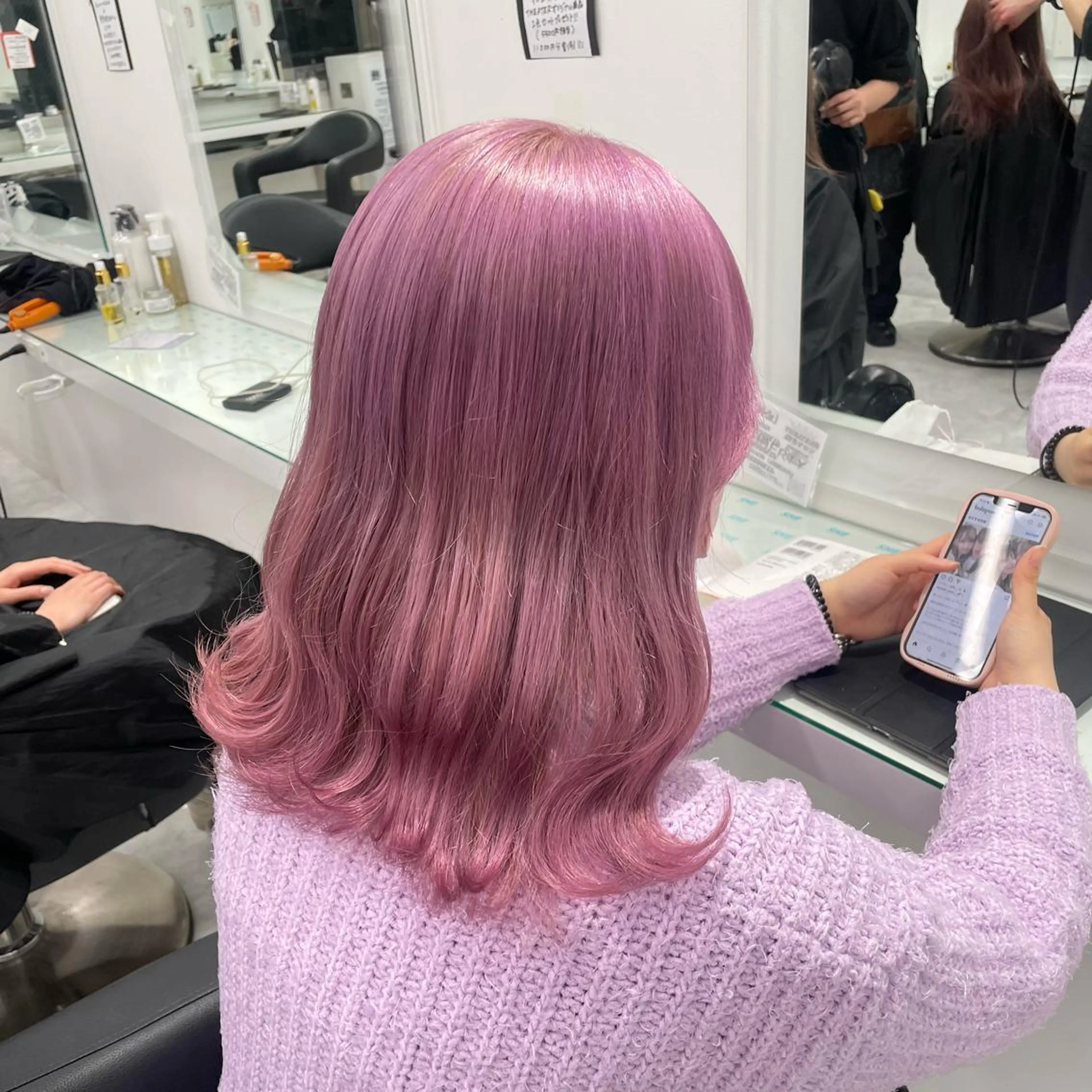 セミロング カラー ヘアカラー トリートメント ヘッドスパ ヘアセット 暖色🩷透明感カラー ♡Maika♡のヘアスタイル