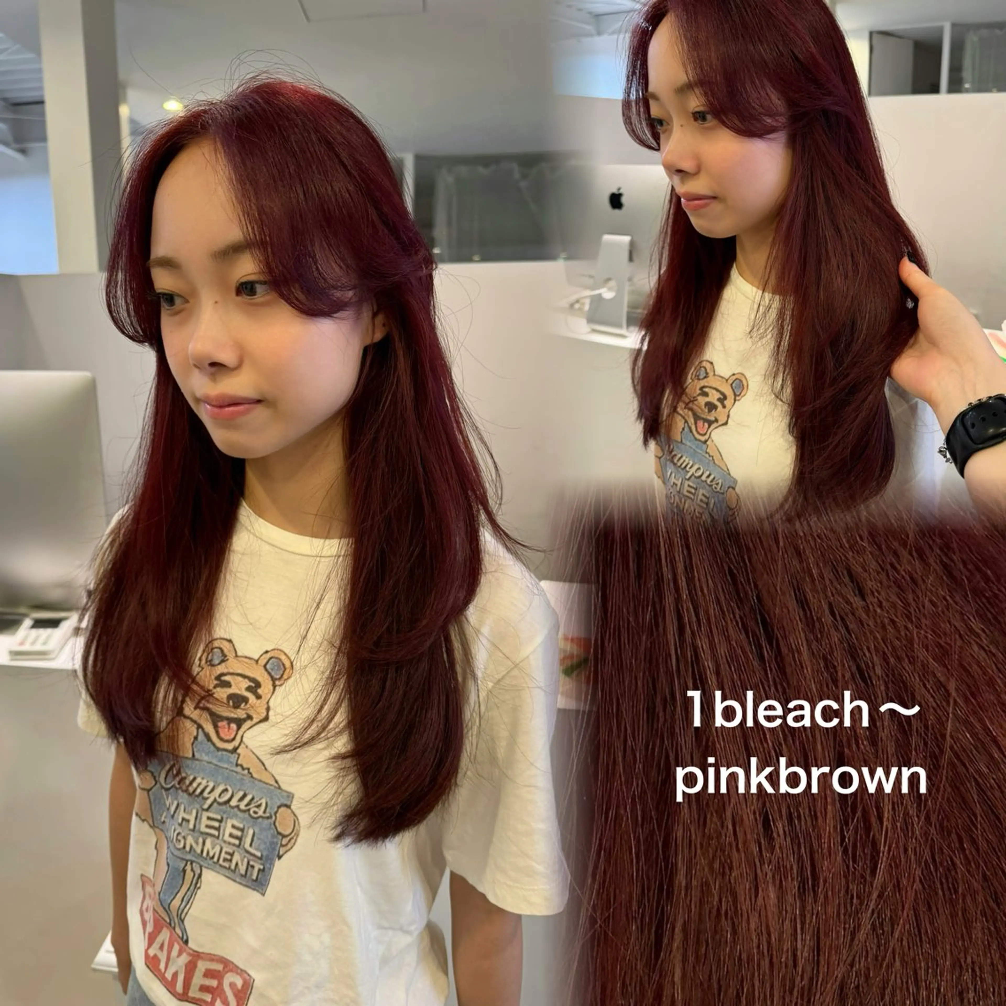 ロング カラー ブリーチ ダブルカラー インナーカラー ブリーチなしカラー ピンクカラー カット ヘアカラー トリートメント yard.長田 唯のヘアスタイル