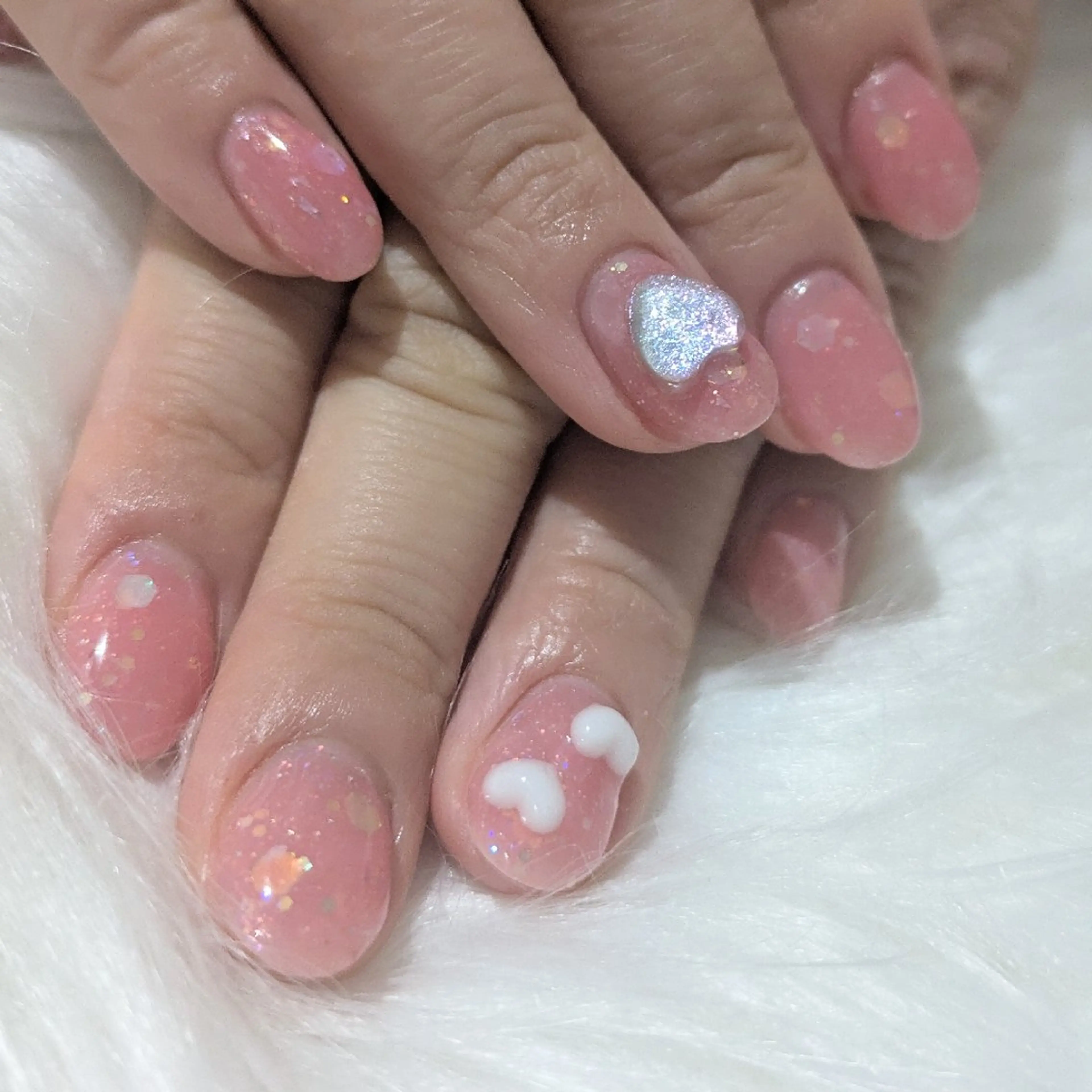 ネイル ジェルネイル ハート キラキラネイル ワンカラーネイル as.nail あやのネイルデザイン