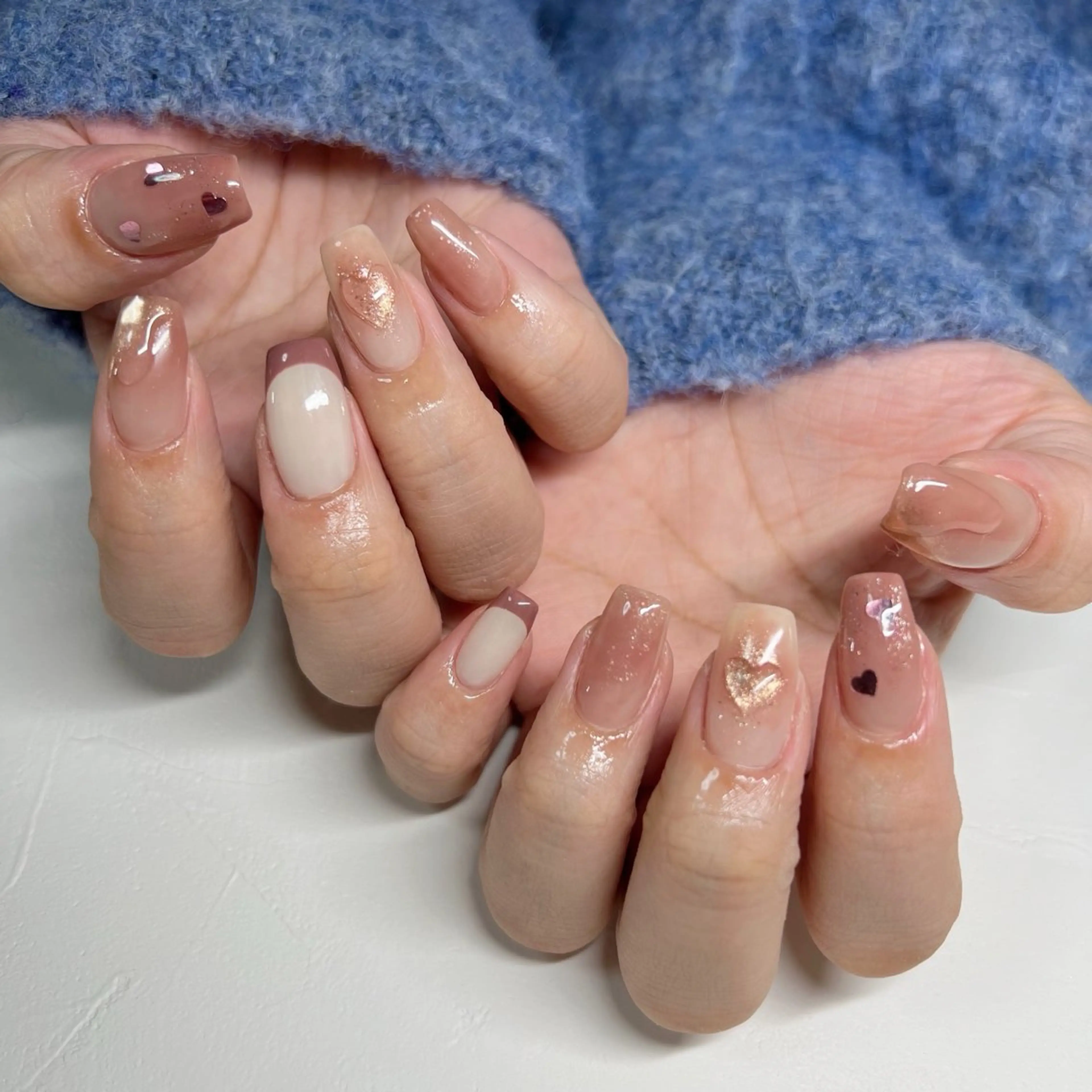 ネイル ハート ニュアンスネイル ピンク ハンドネイル 川端 京香のネイルデザイン