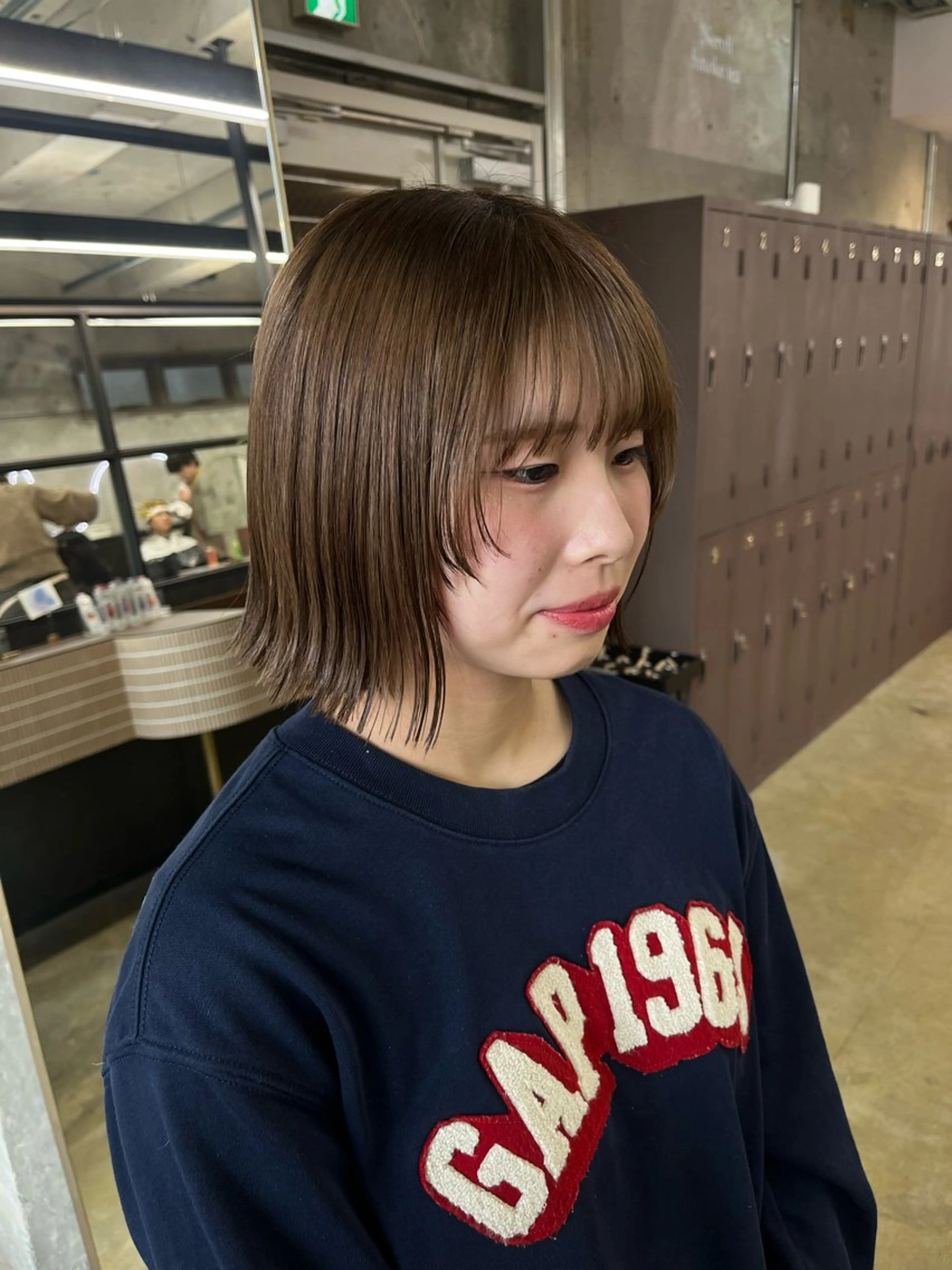 ショート カット ヘアカラー オリーブ/レイヤー/ 酸性ストレート/ゆなのヘアスタイル