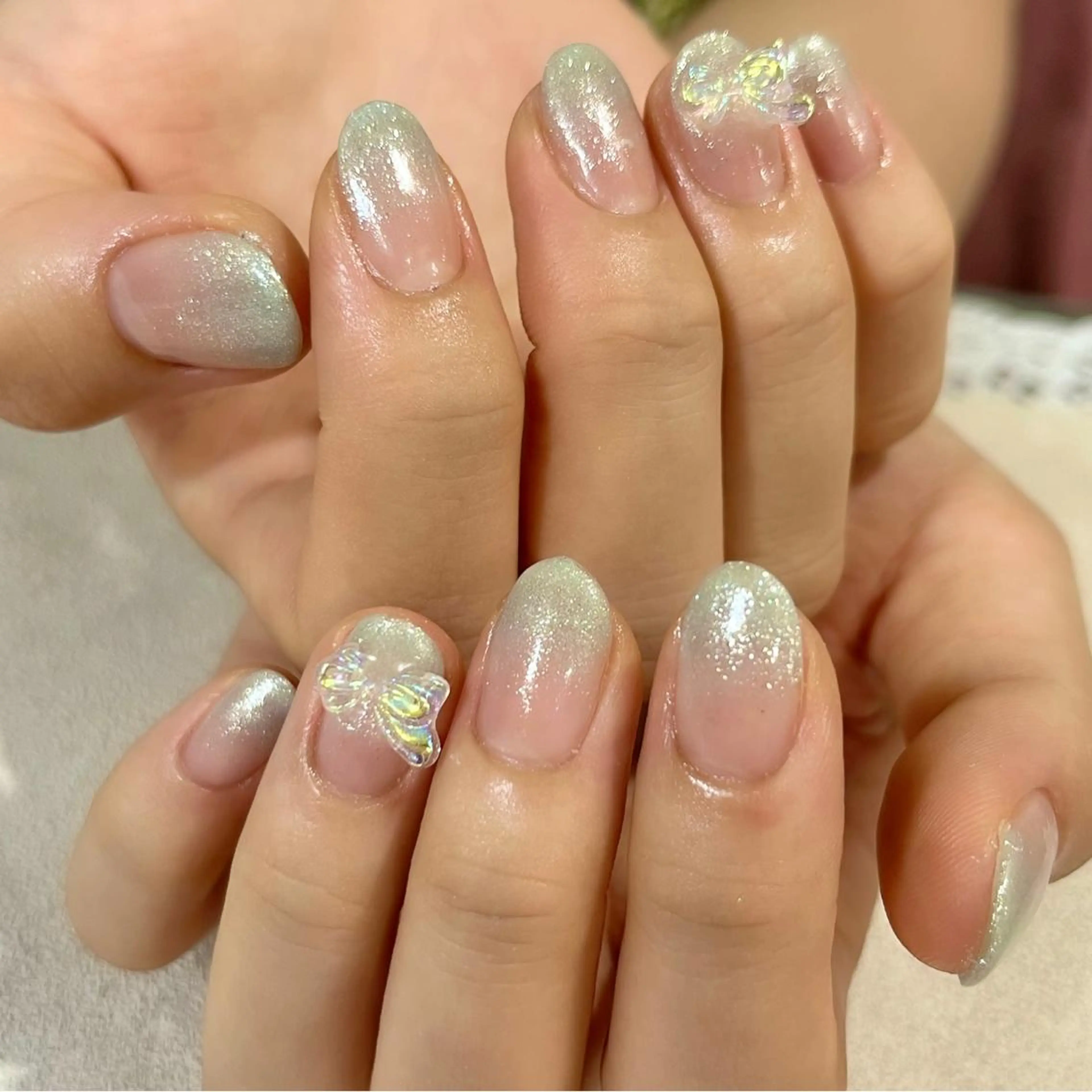 ネイル ジェルネイル リボン ハンドネイル Nail Salon　Ｋのネイルデザイン