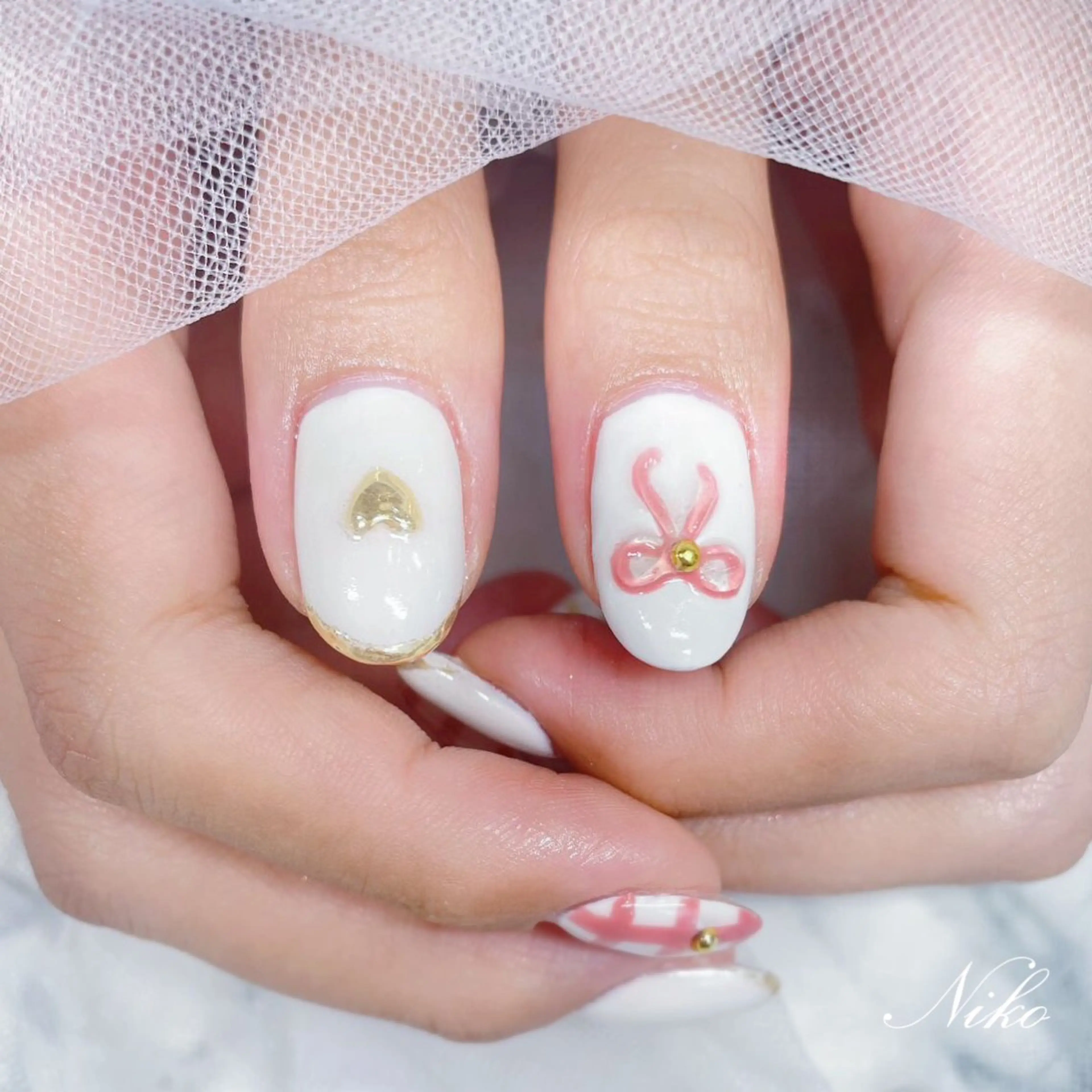 ネイル チークネイル 長さ出し フラッシュネイル フットネイル フレンチネイル Niko nailサロンのネイルデザイン