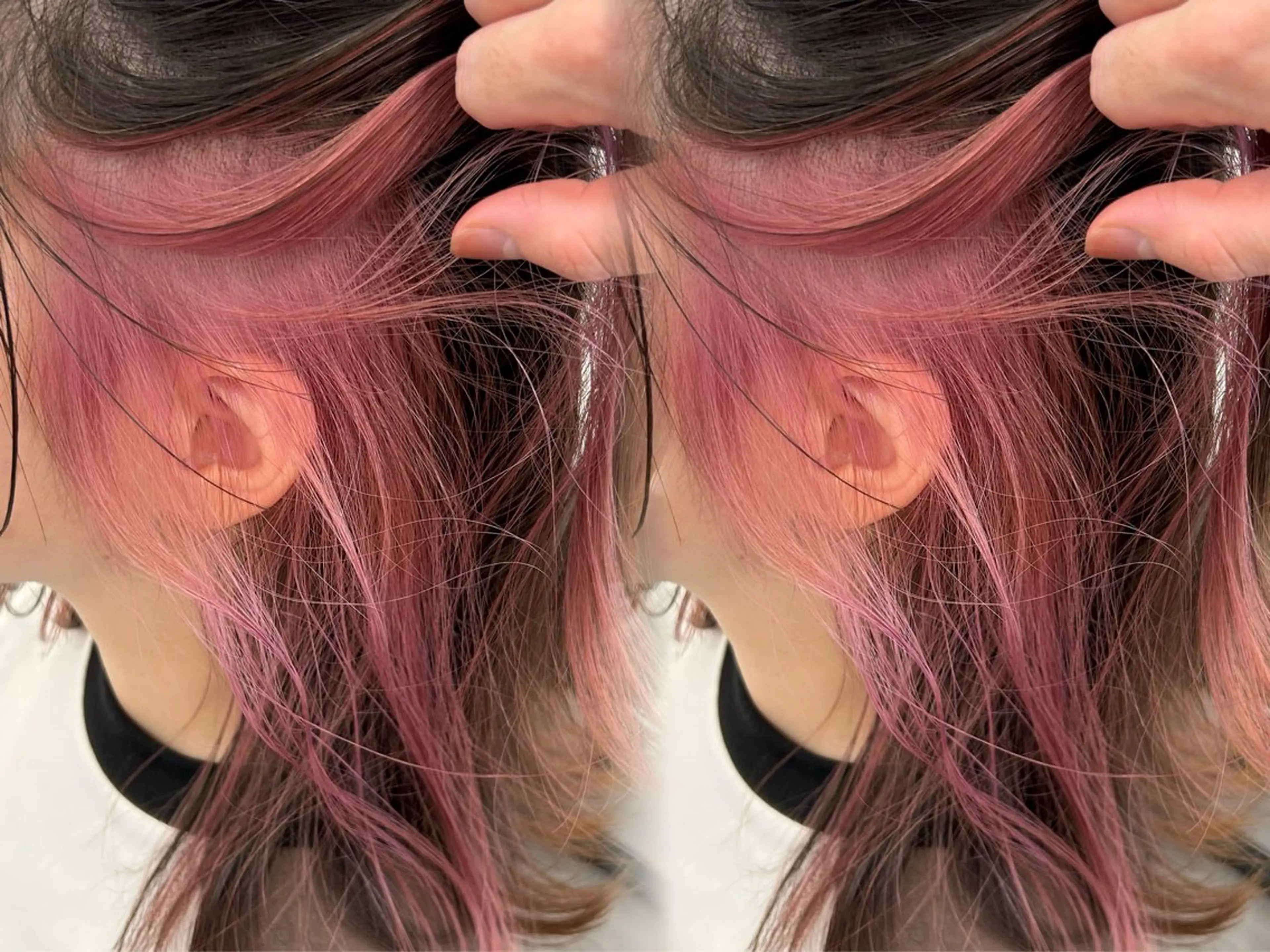 ミディアム カラー 切りっぱなしボブ インナーカラー ピンクカラー ボブ くびれヘア カット ヘアカラー トリートメント 池袋/小顔レイヤー/ 顔まわり/taigaのヘアスタイル