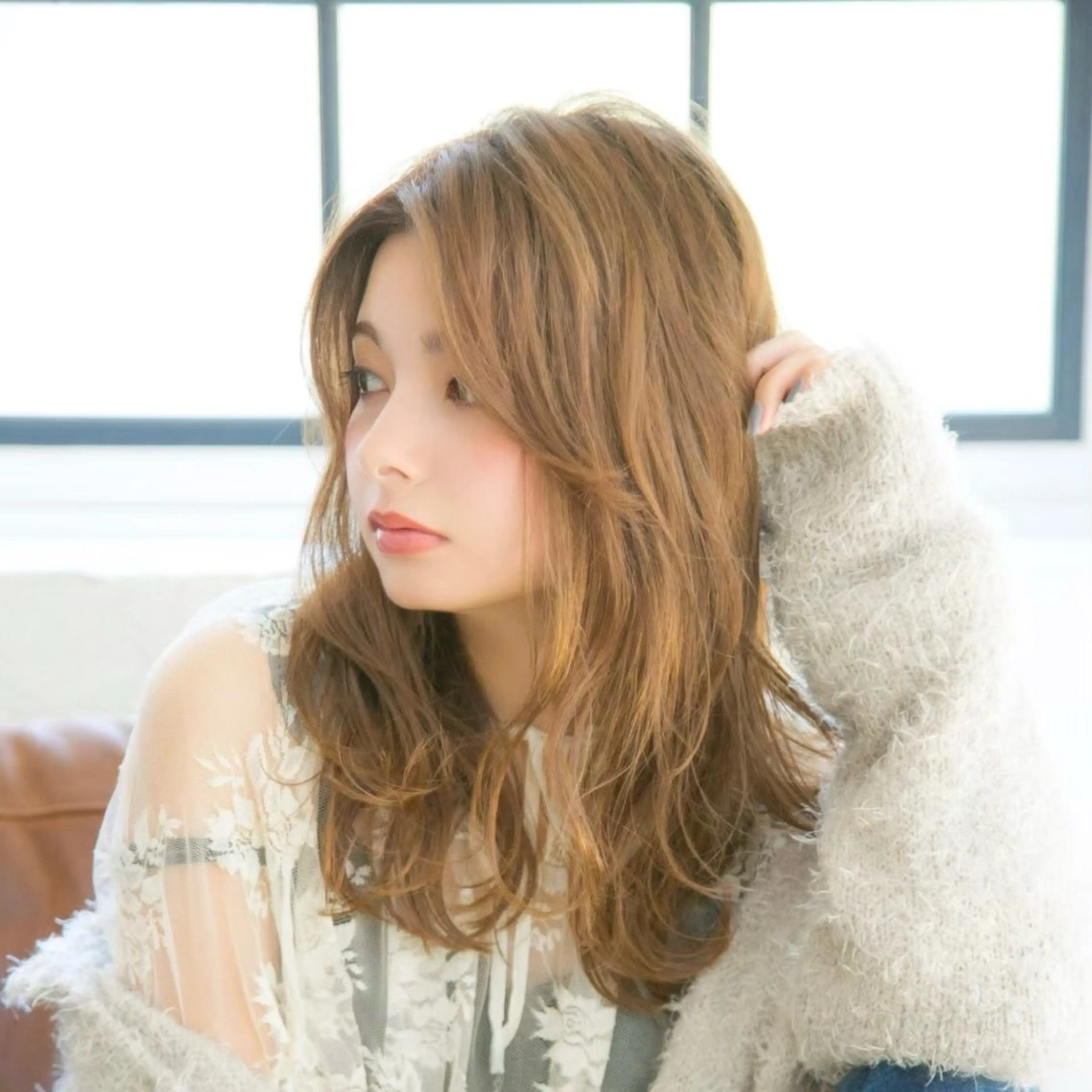 ロング ボブ/レイヤー/ 縮毛矯正/ 渡邊莉玖のヘアスタイル