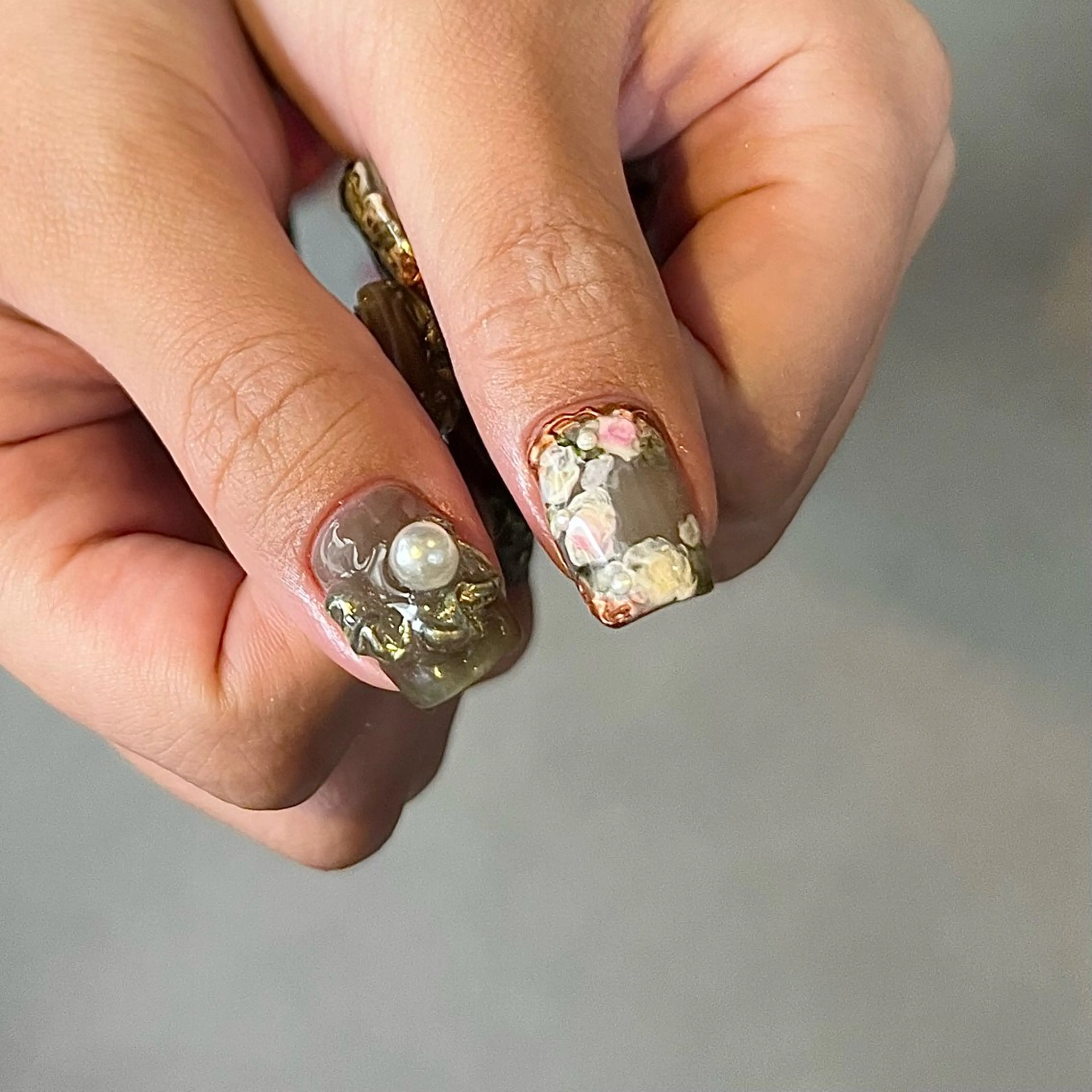 ネイル グリーン ハンドネイル vegh. nail／阿波座のネイルデザイン