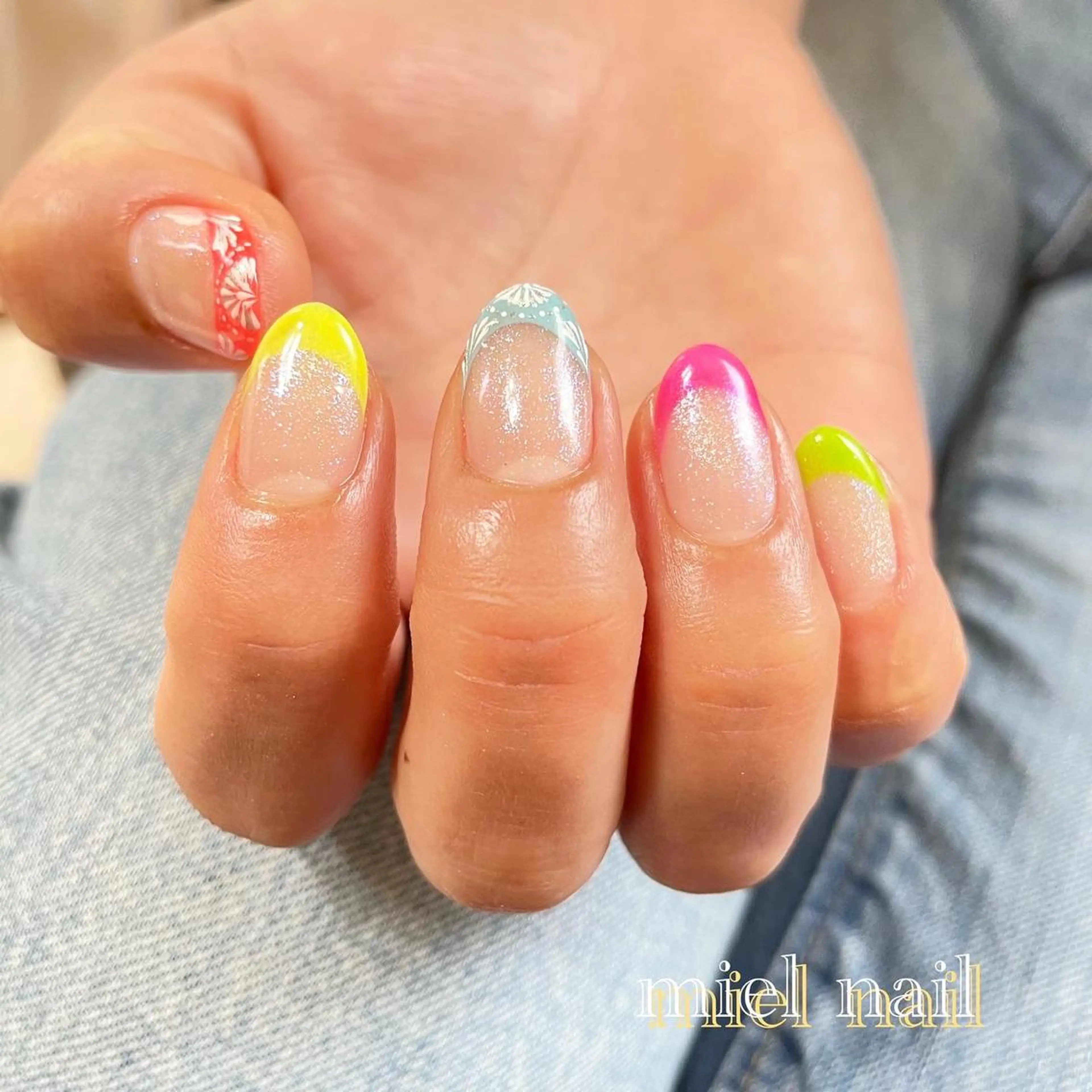 ネイル フレンチネイル マグネットネイル ハンドネイル miel nailのネイルデザイン
