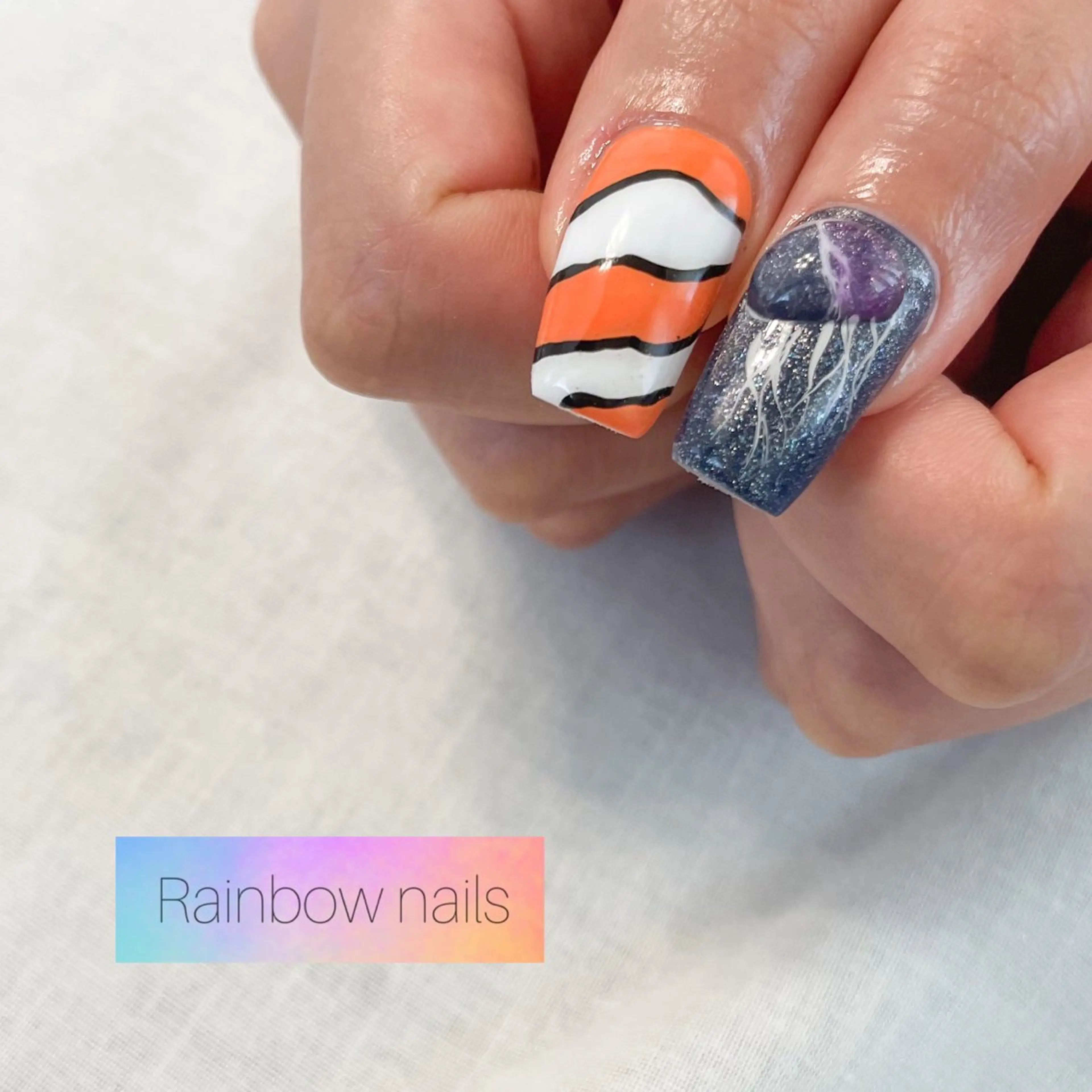 ネイル ハンドネイル Rainbow nailsくろちゃんのネイルデザイン