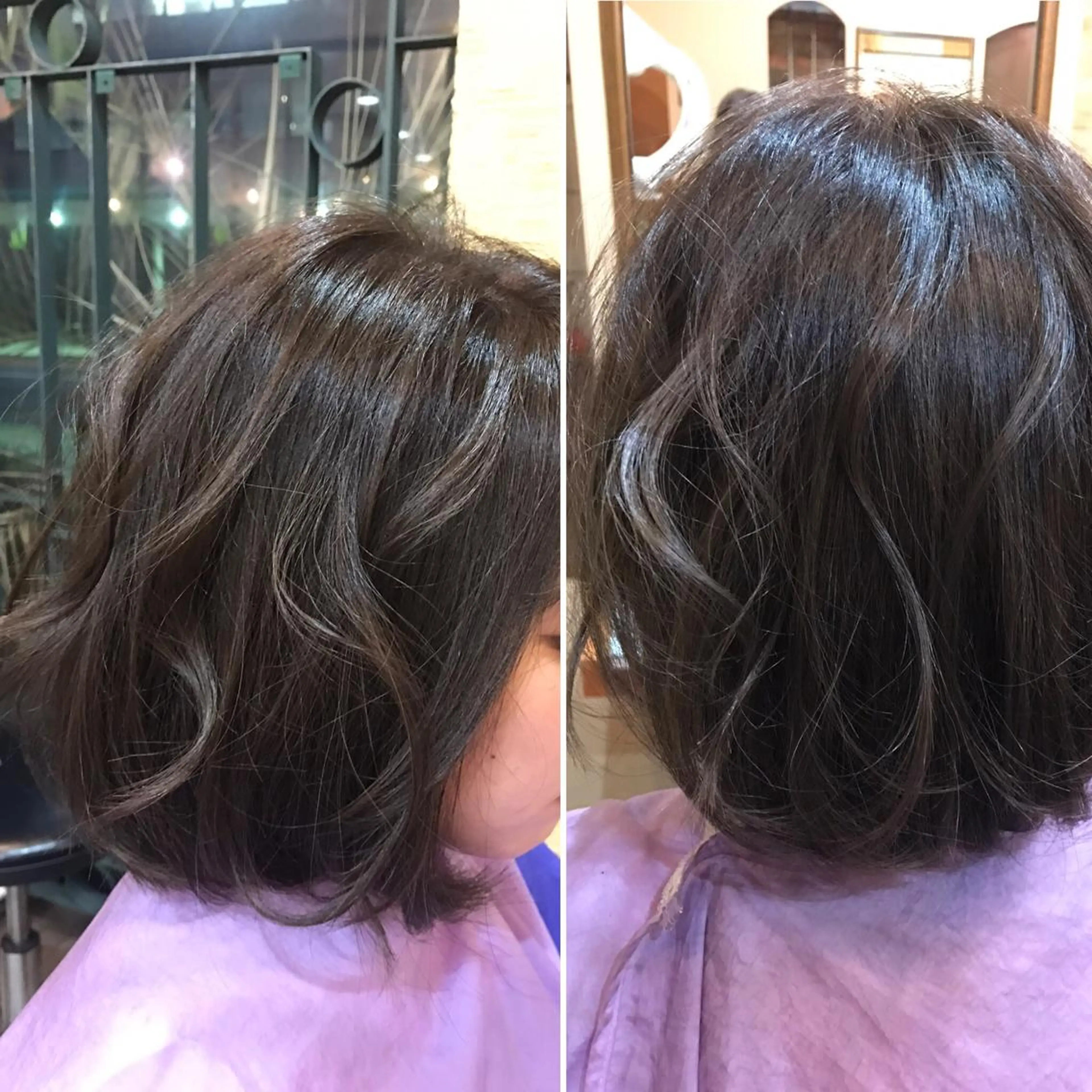 ミディアム カラー アッシュ オリーブアッシュ ピンクカラー ボブ 仲矢 あゆ美のヘアスタイル