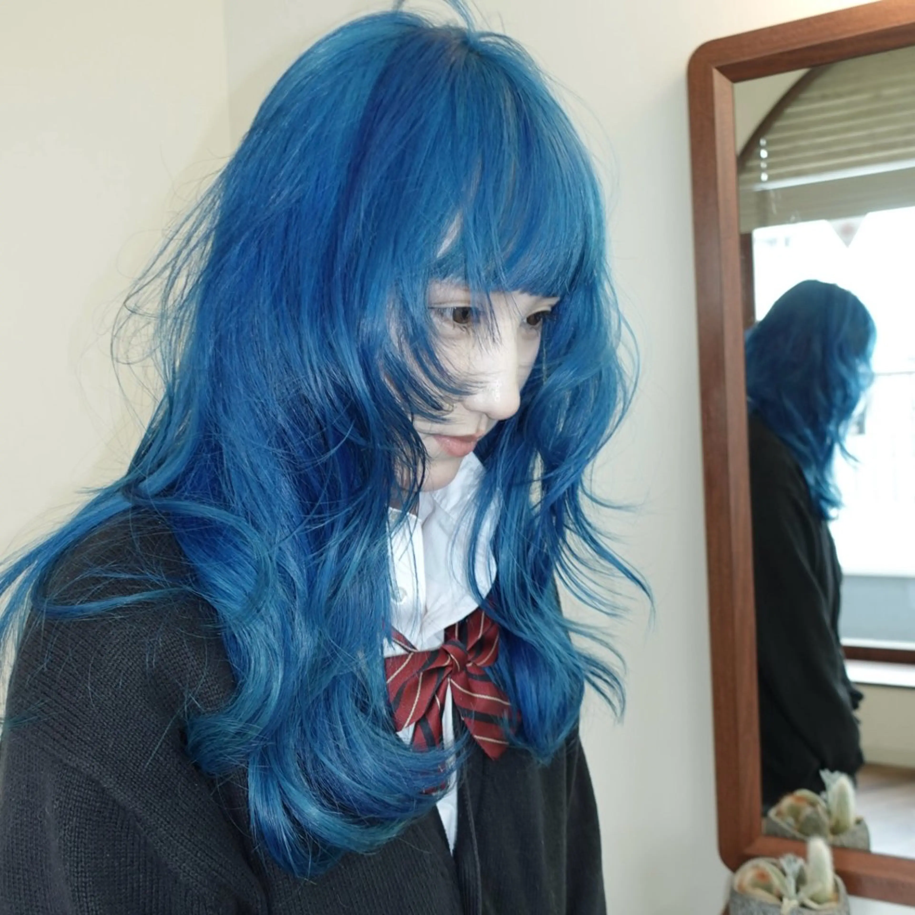 セミロング カラー 顔まわりレイヤー ハッシュカット ハイレイヤー 韓国風ヘア レイヤーカット momo もものヘアスタイル
