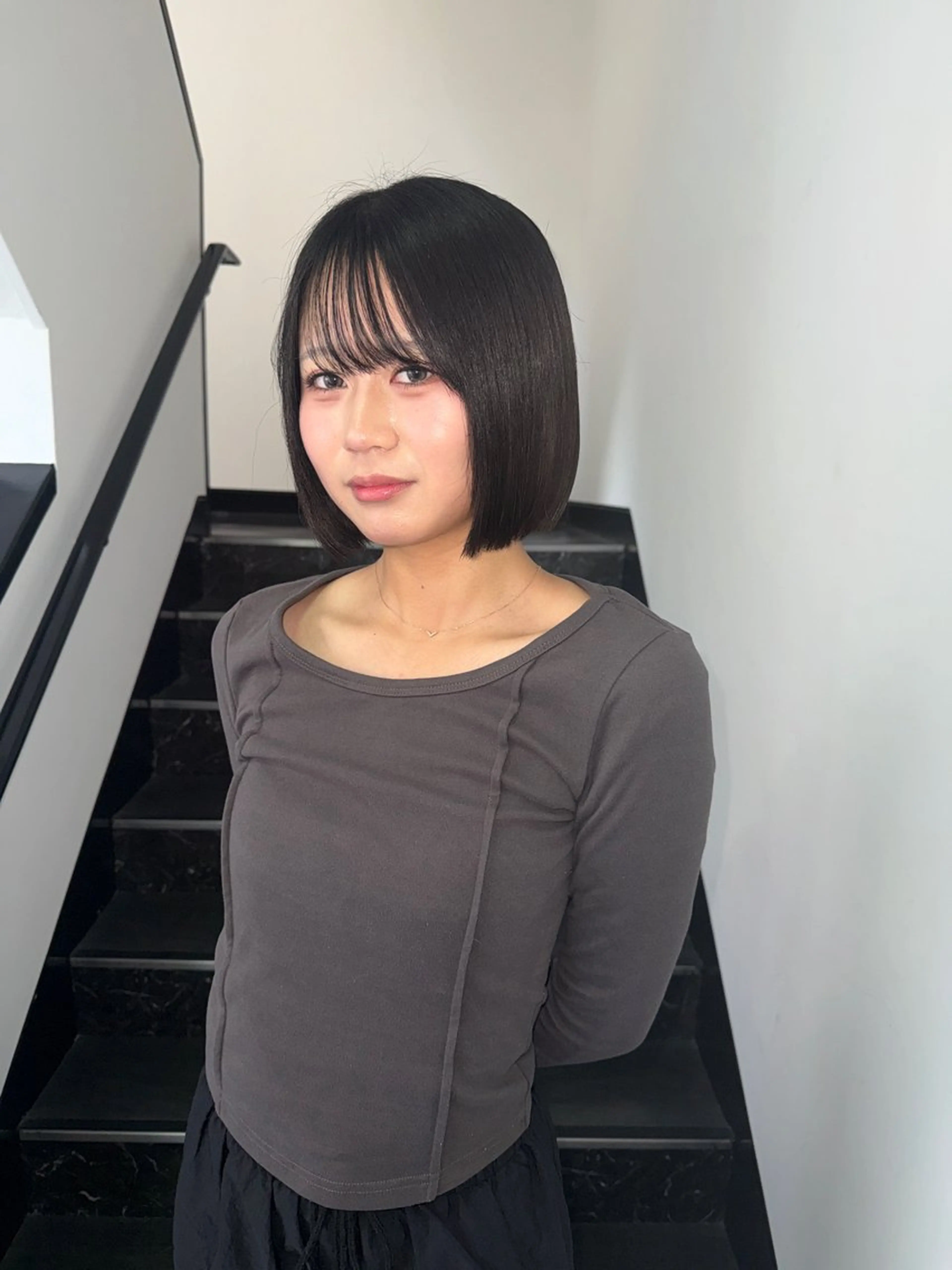 ミディアム ボブ カット トリートメント SHIORI/ ベージュカラー/ボブのヘアスタイル