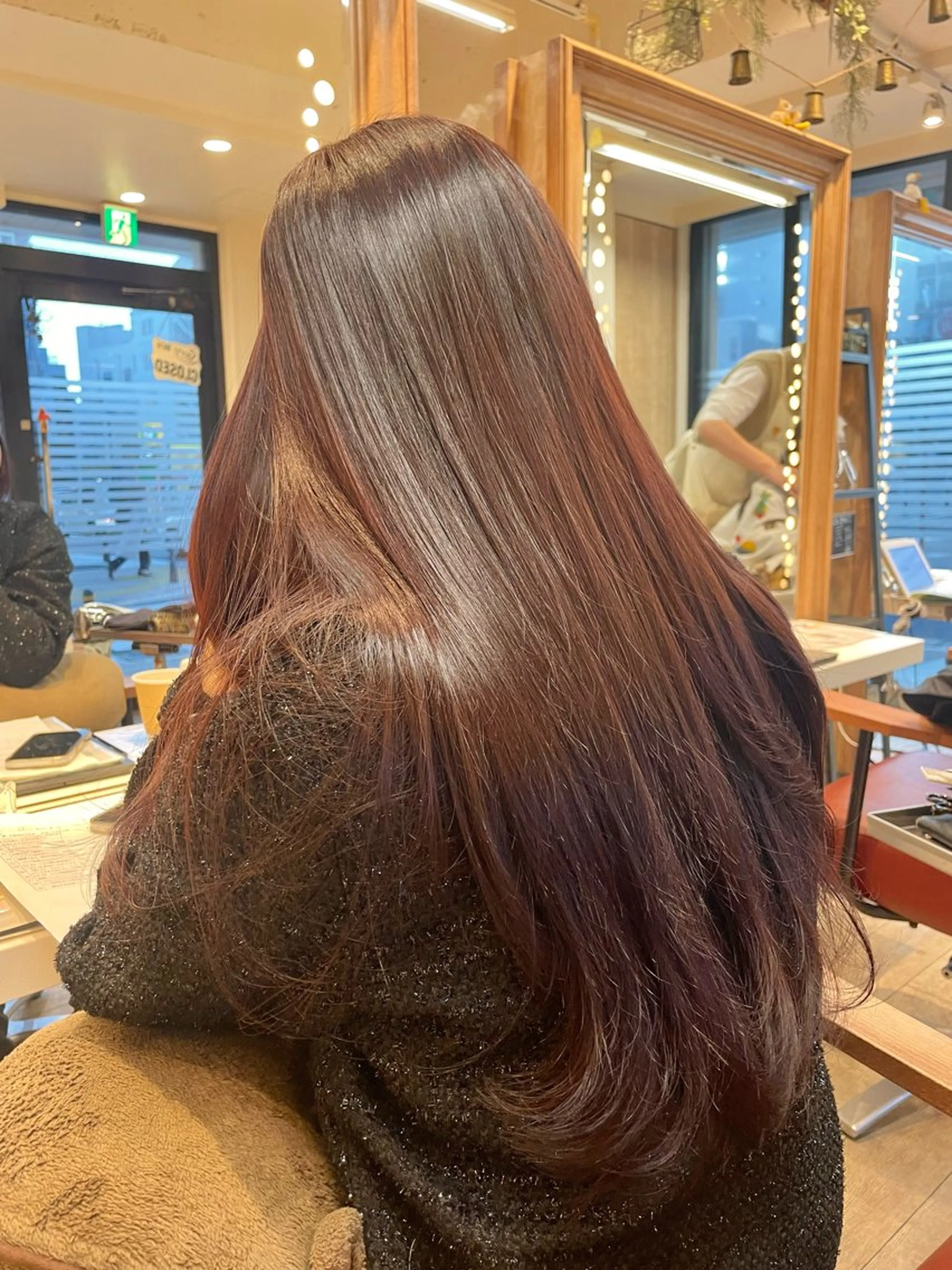 ロング カラー レッドカラー 縮毛矯正 トリートメント ✨横須賀髪質改善✨️ 加藤 百音のヘアスタイル