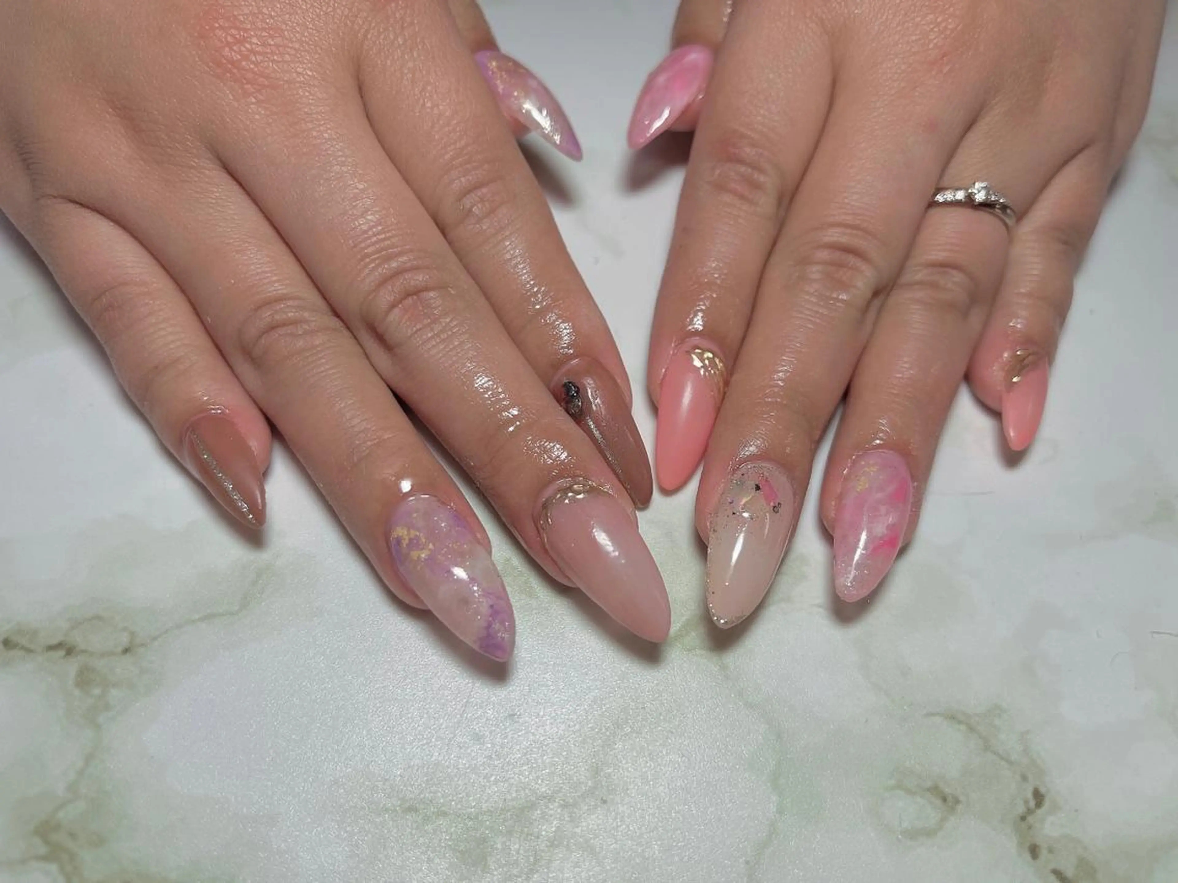 ネイル マットネイル ミラーネイル 春ネイル Mimi Nailのネイルデザイン