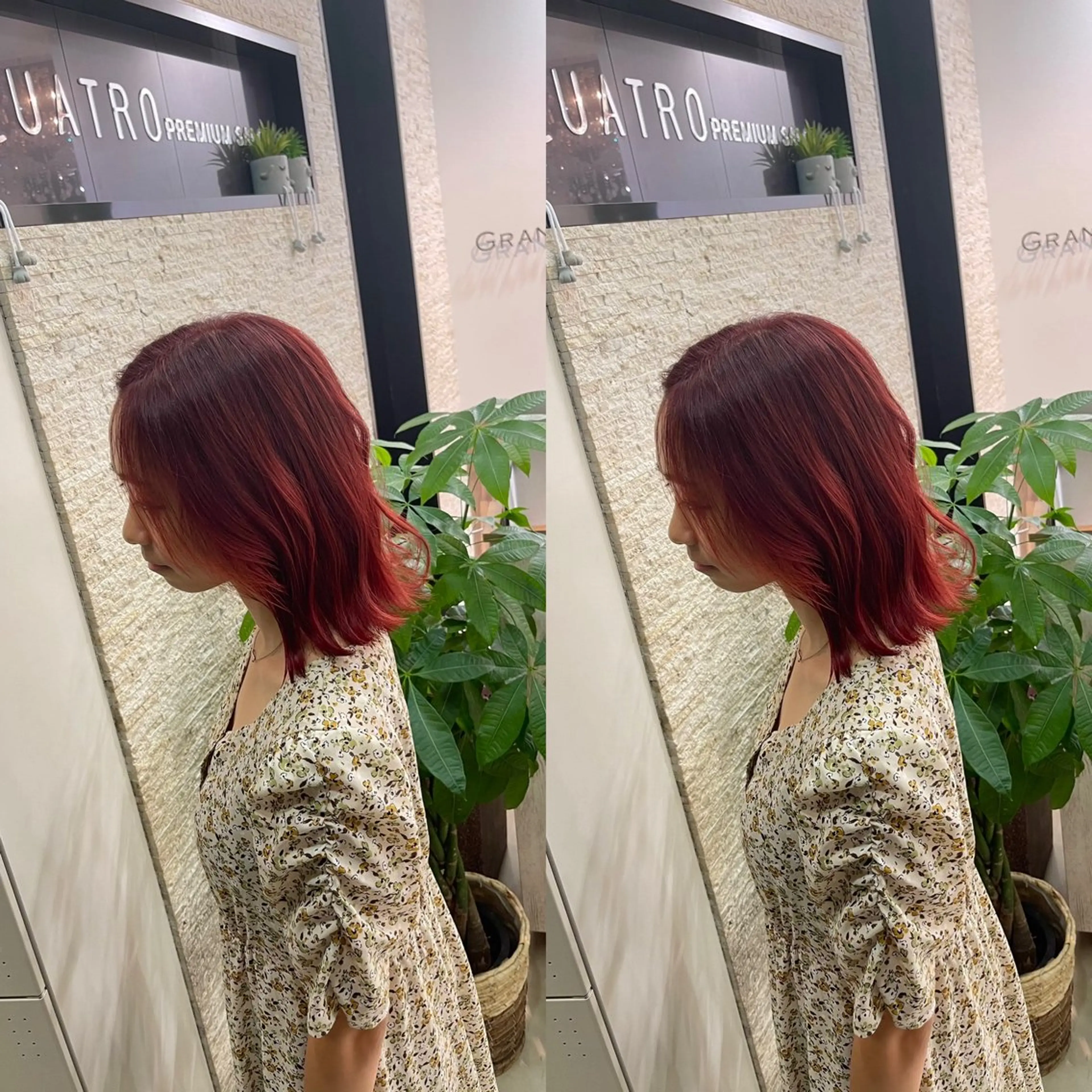 ミディアム カット ヘアカラー トリートメント Y Uのヘアスタイル