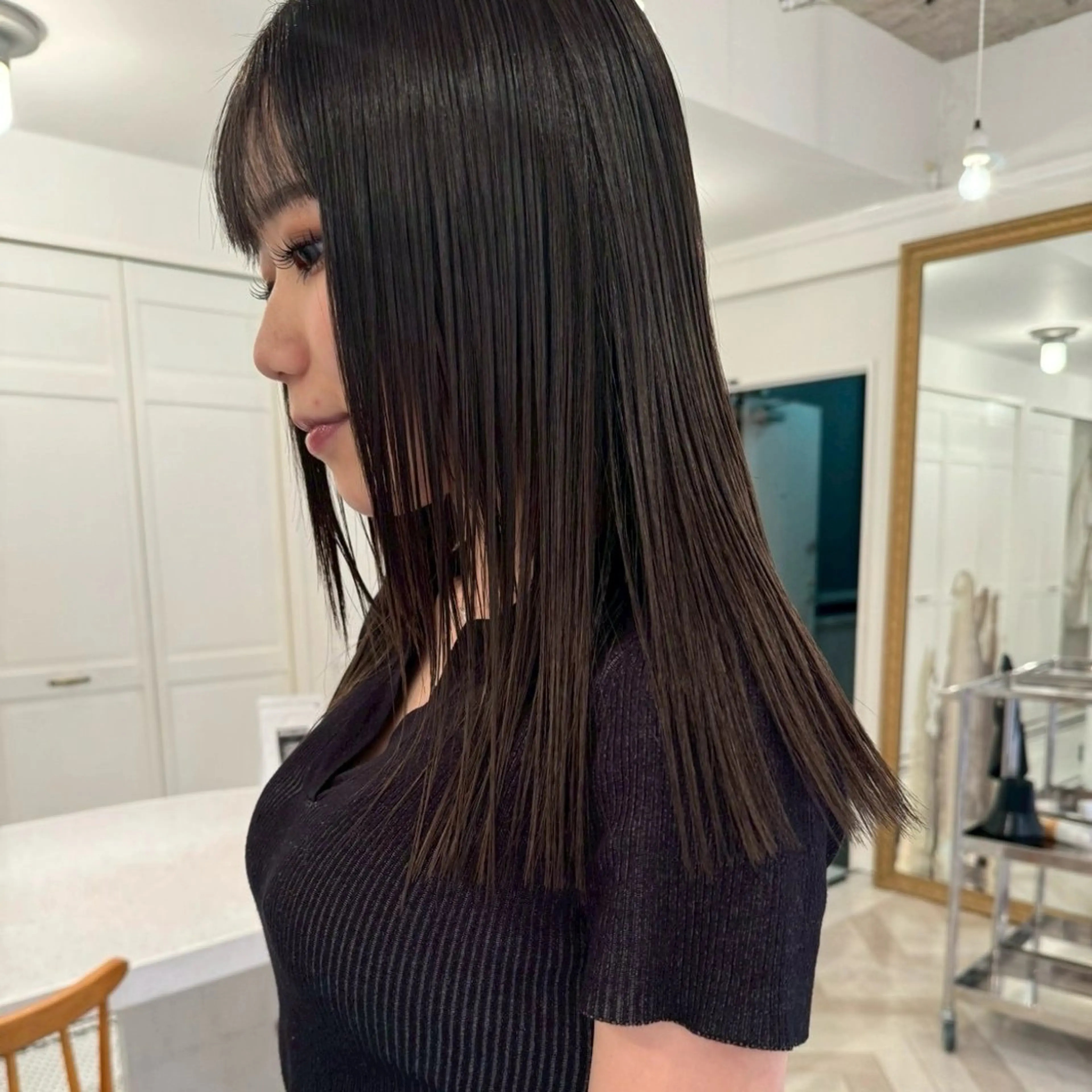 ミディアム 縮毛矯正 升方 楓のヘアスタイル