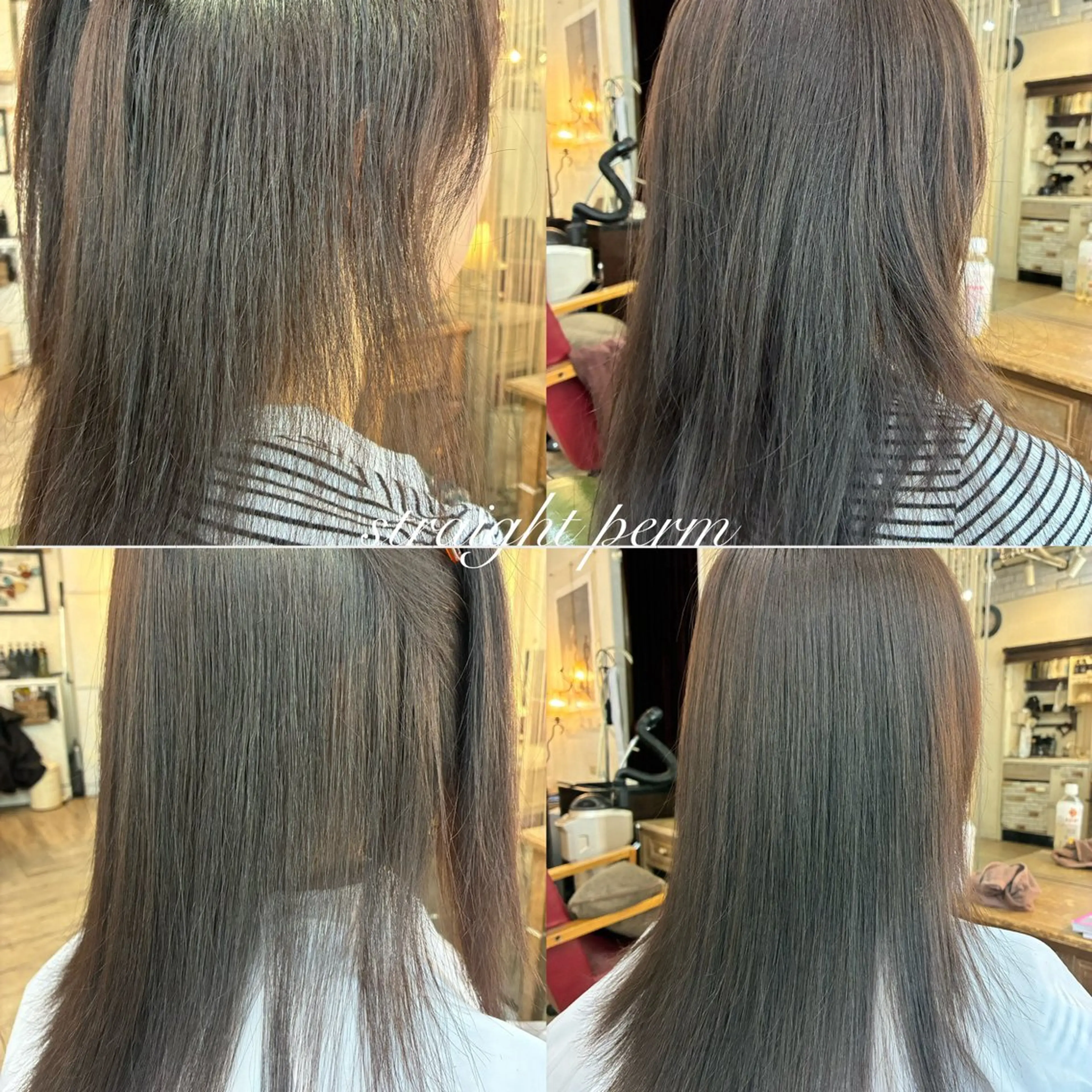 セミロング 酸性ストレート カット 縮毛矯正 トリートメント ❤︎大人シック ベージュrihoのヘアスタイル