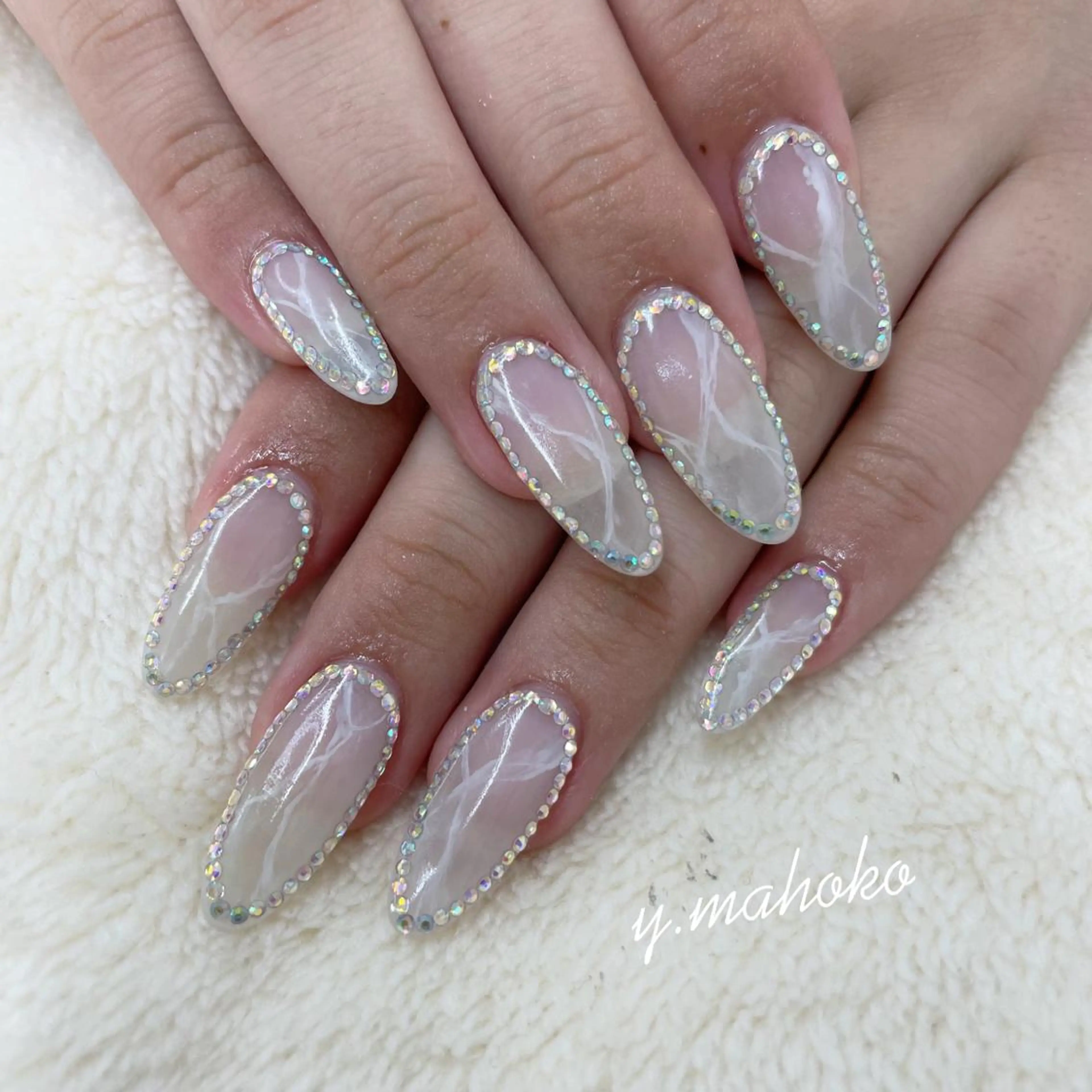 ネイル 大理石ネイル(マーブル) ハンドネイル She nail studio 原宿所属・パラジェル有/ スカルプ/mahoのネイルデザイン