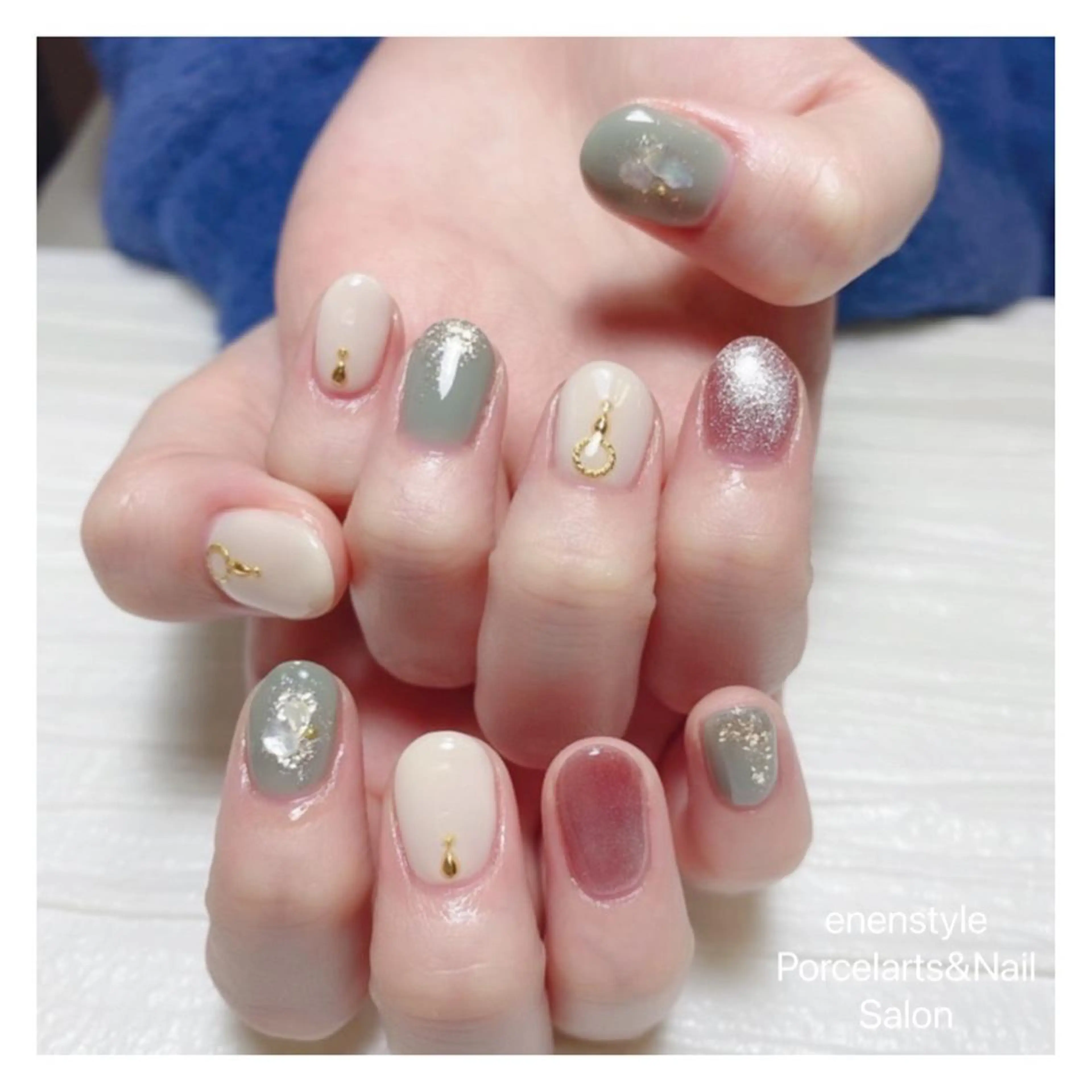 ショート ネイル ハンドネイル 👑enen style👑のネイルデザイン