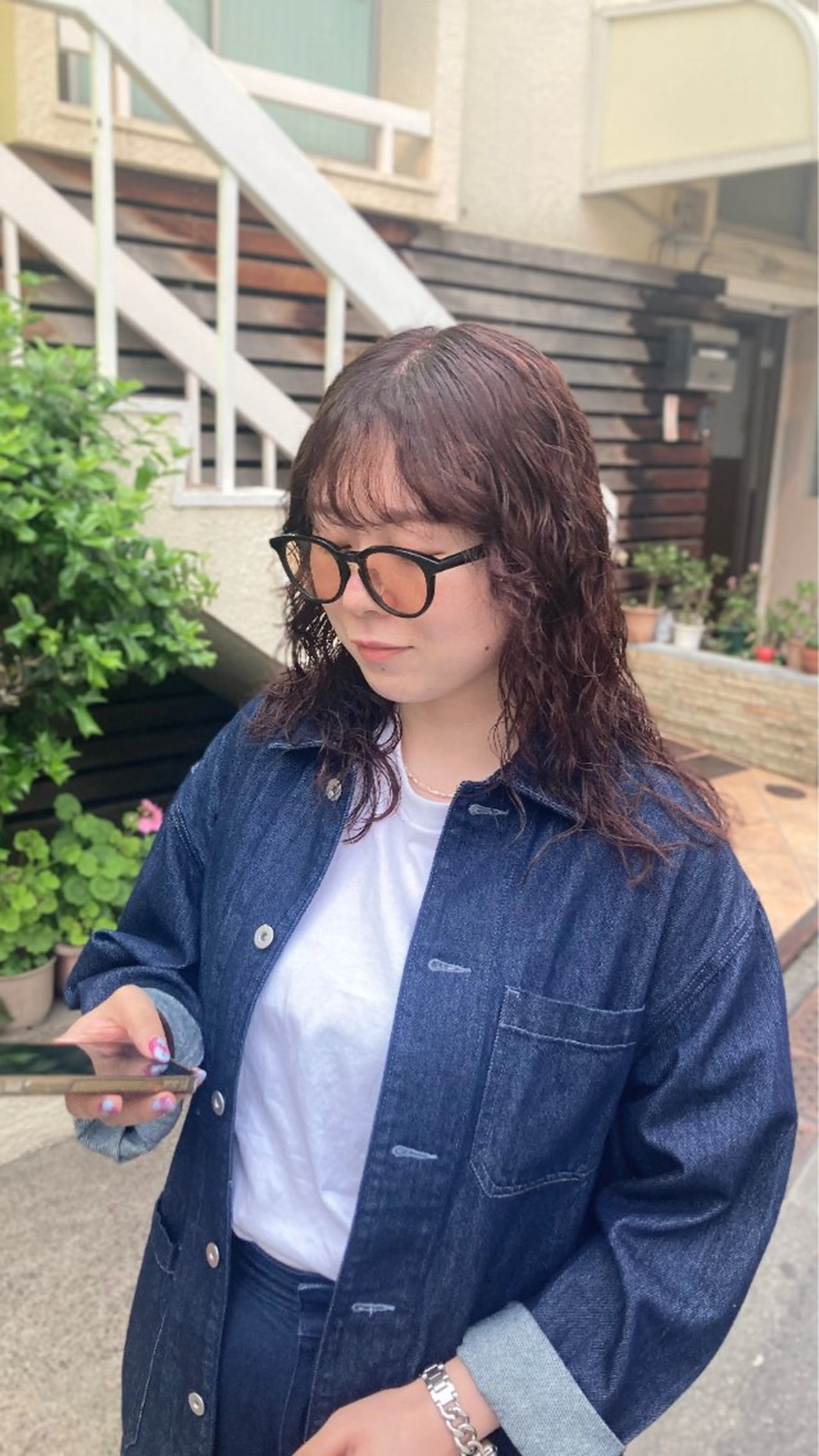 ミディアム カラー パーマ ヘアカラー パーマ ウルフレイヤー エクステ/kokiのヘアスタイル